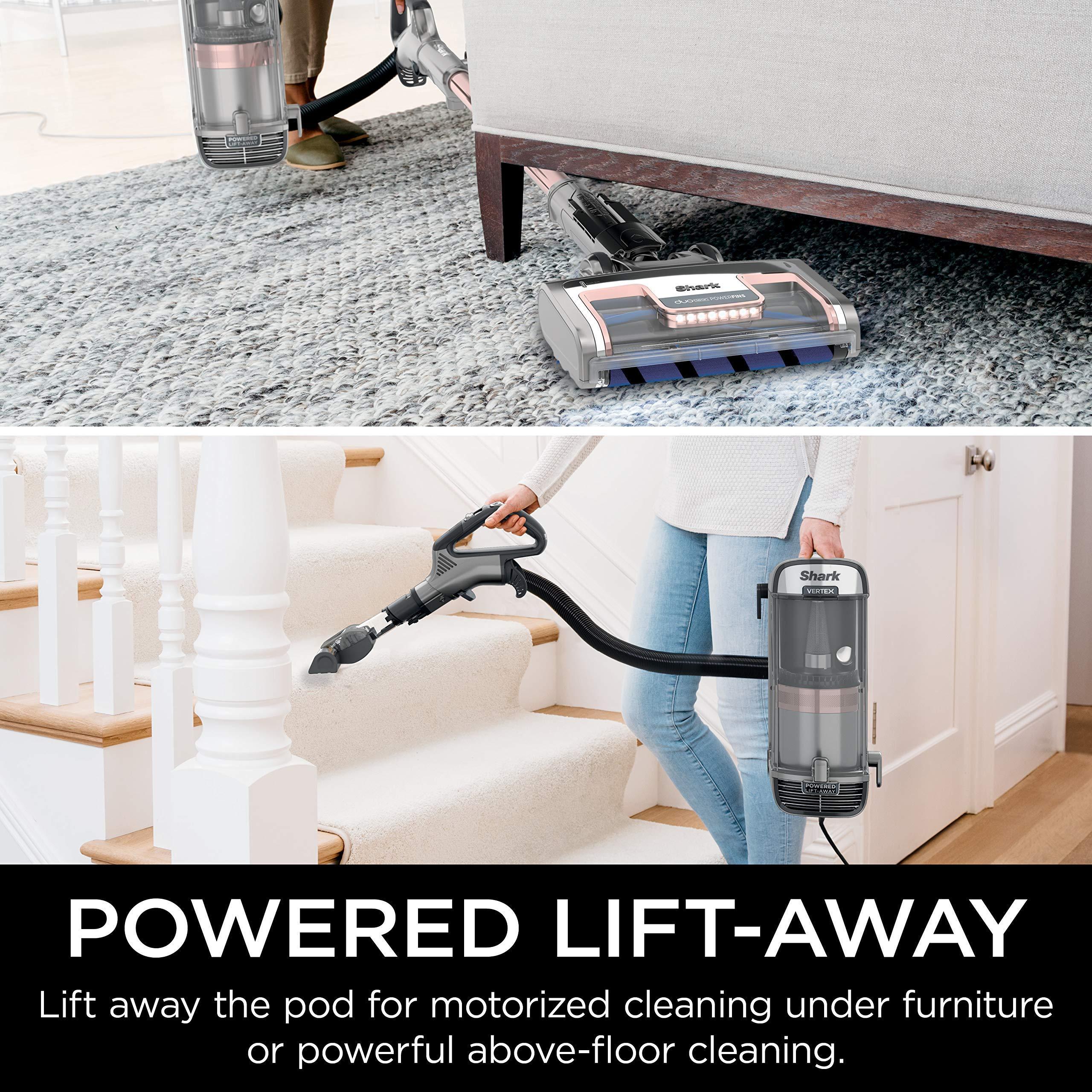 Shark AZ2002 Vertex DuoClean PowerFins Upright Vacuum with Powered Lift-Away Self-Cleaning Brushroll and HEPA Filter, 1 Quart Dust Cup Capacity, Rose Gold (Renewed) - Image 8