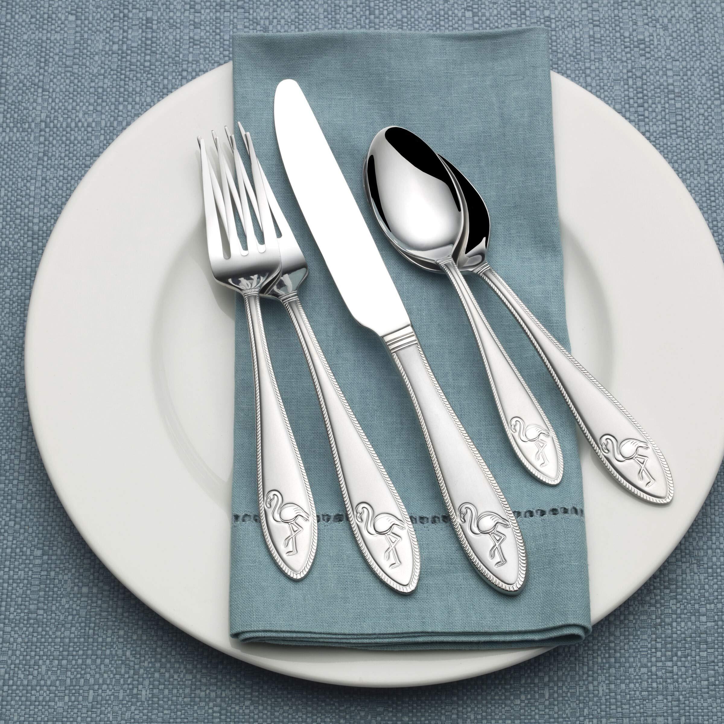 Towle Everyday Flamingo Flatware Service for 4, 20 Piece Set, 18/0 Stainless Steel, Silverware Set - Image 6