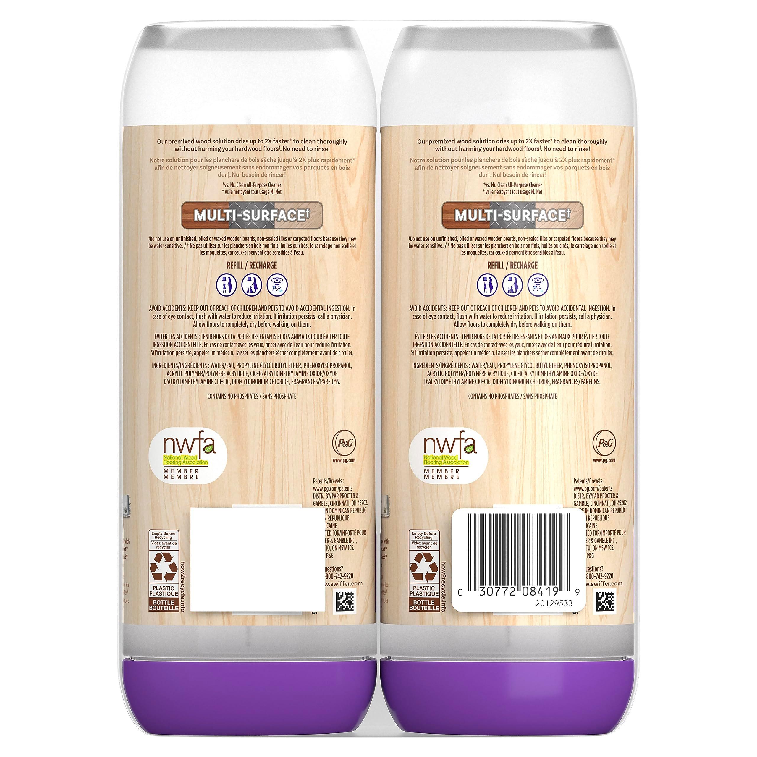 Swiffer Power Mop Wood Refill Solution, QuickDry Hardwood Floor Cleaner for Mopping Home, Bathroom, Kitchen, All Purpose Multi-Surface Solution for Floor Cleaning, Lemon Scent, 50.6oz - Image 2