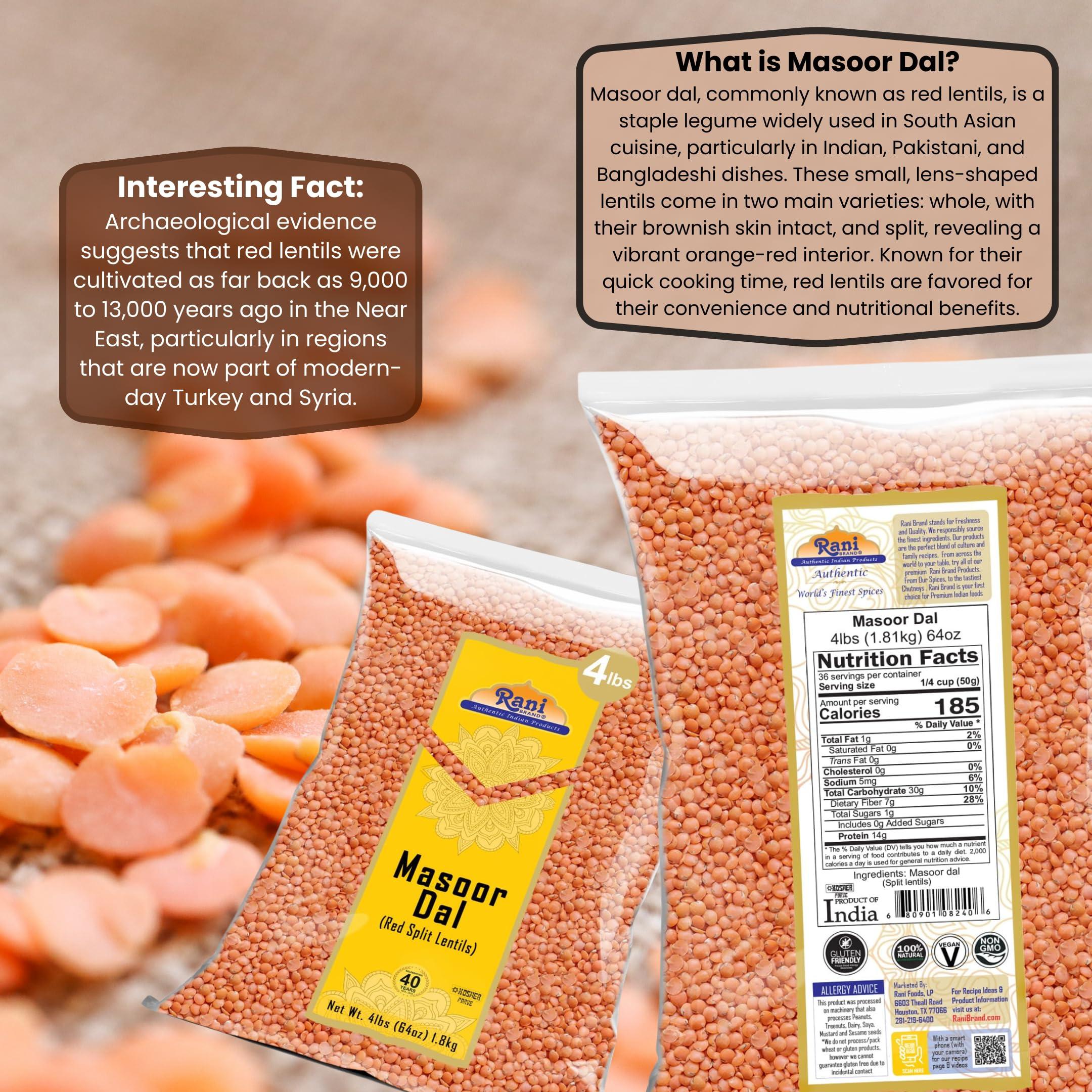 Rani Masoor Dal (Indian Red Lentils) Split Gram, 64oz (4lbs) 1.81kg Bulk ~ All Natural | Gluten Friendly | NON-GMO | Kosher | Vegan | Indian Origin - Image 2