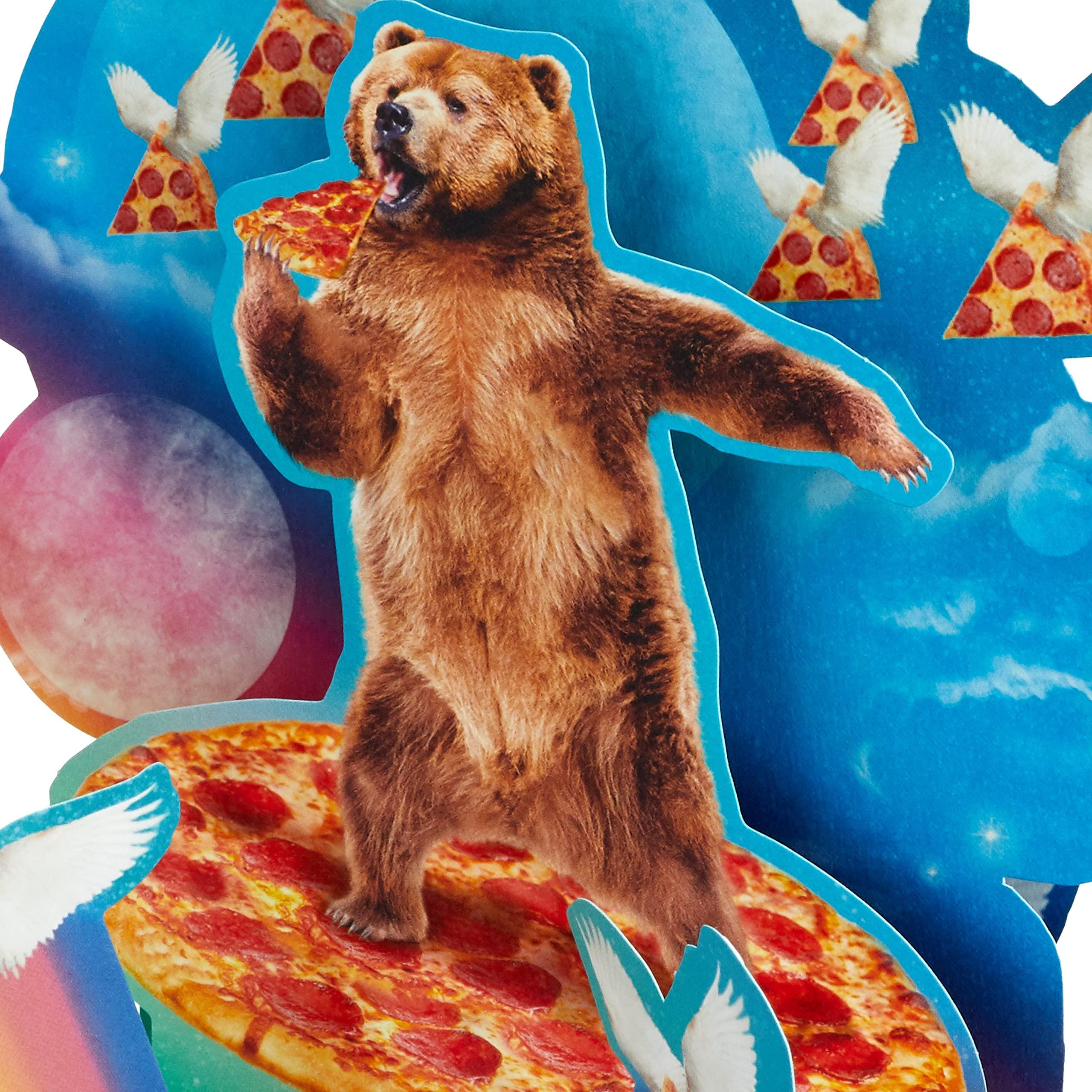 Hallmark Funny Pop Up Birthday Card for Him (Pizza Bear) Paper Wonder Shoebox 3D Card - Image 5