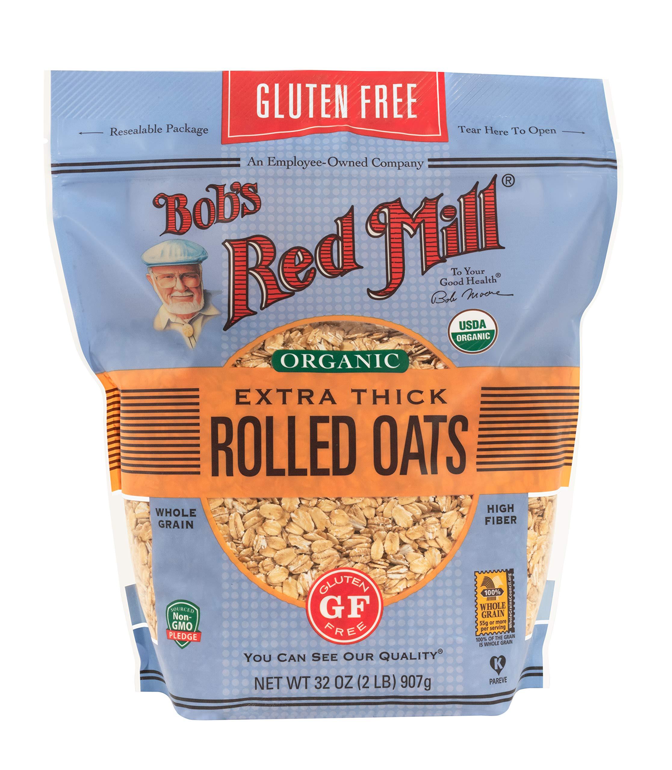 Bob's Red Mill Gluten Free Organic Extra Thick Rolled Oats, 32oz (Pack of 4) - Non GMO, Whole Grain, Vegan, Kosher - Image 3
