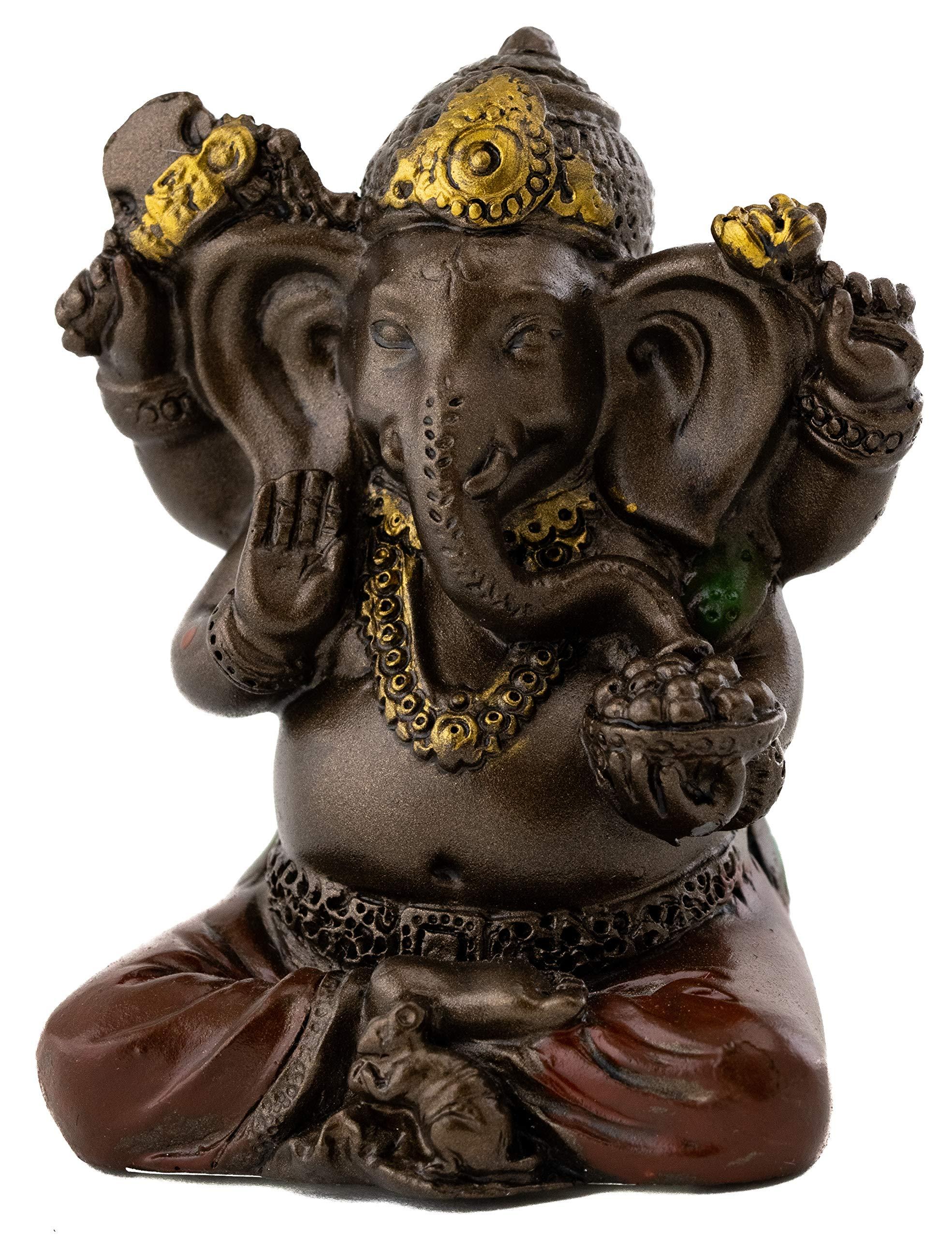 Top Collection Mini Ganesh Statue - Ganesha Lord of Success Sculpture in Premium Cold Cast Bronze with Colored Accents - 2-Inch Collectible New Age Hind God Figurine (Sm. Ganesh) - Image 3