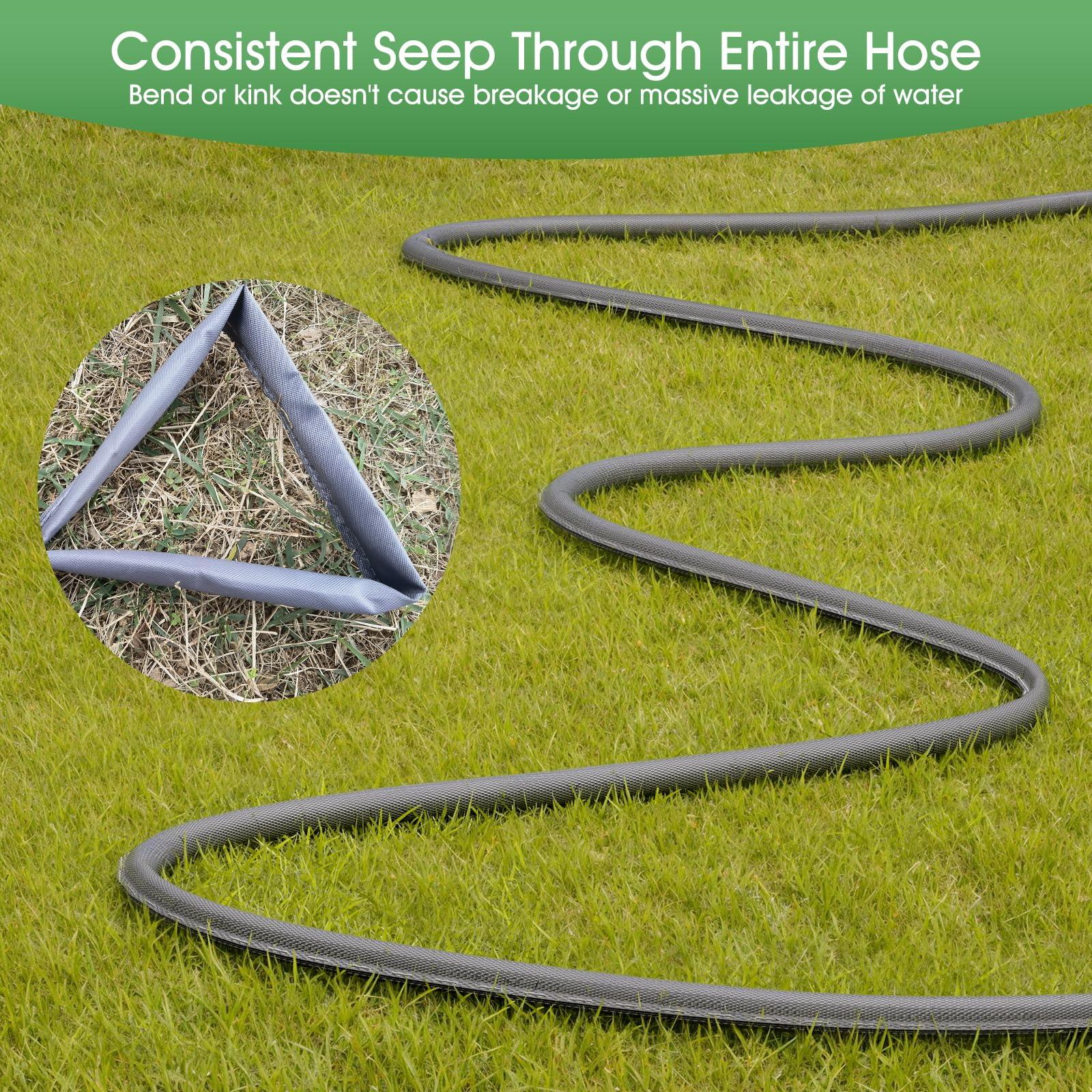 Flat Soaker Hose for Garden Beds 100 ft,Linkable Drip Irrigation Hose Save 80% Water, Leakproof Watering Hose with Holes, Duty Double Layer Flexible Leakproof(50 FT x 2Pack) - Image 6