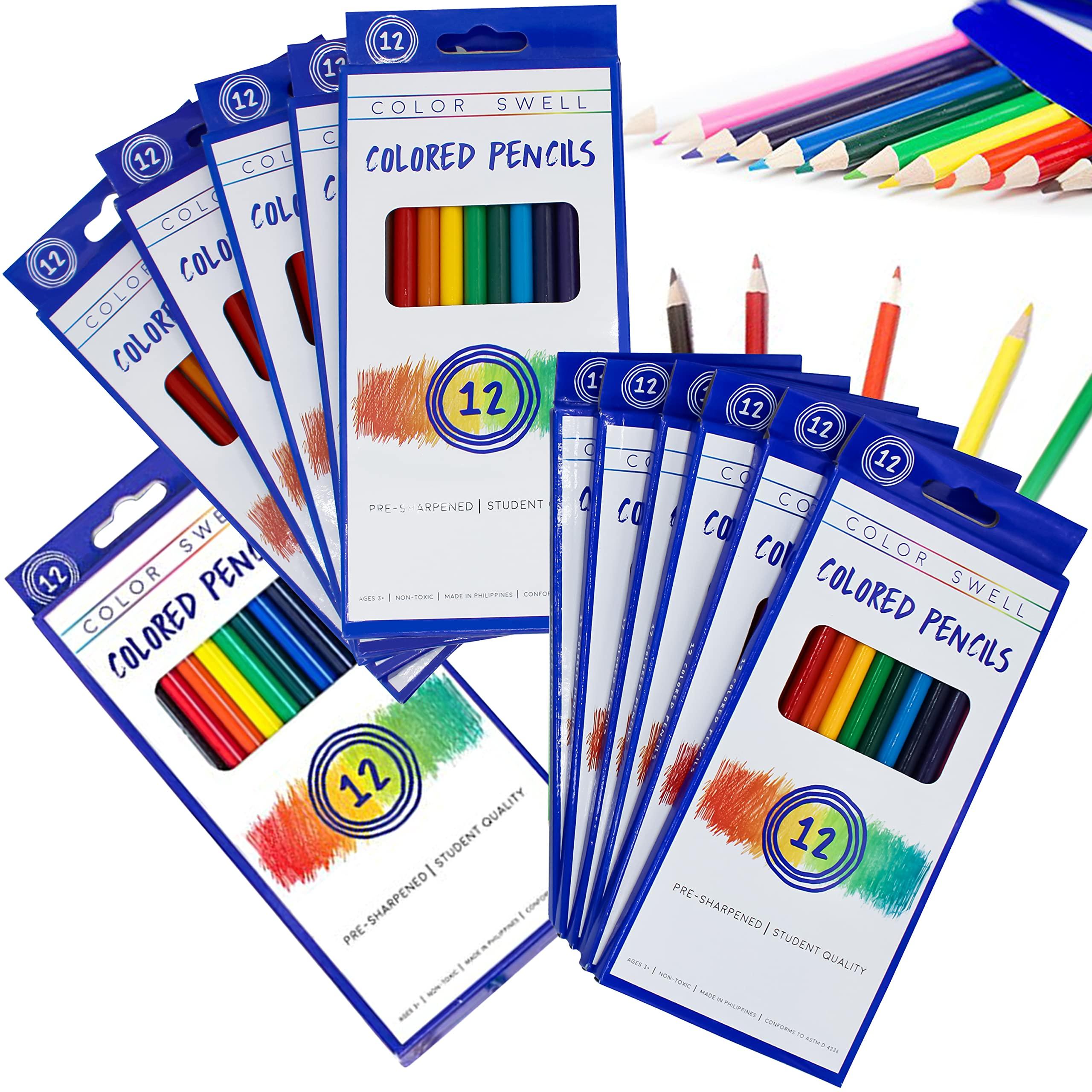 Color Swell Bulk Colored Pencils – 12 Sets, 144 Pre-Sharpened Assorted Vibrant Colors – Ideal for Kids, Teachers, and Classroom Supplies - Image 1