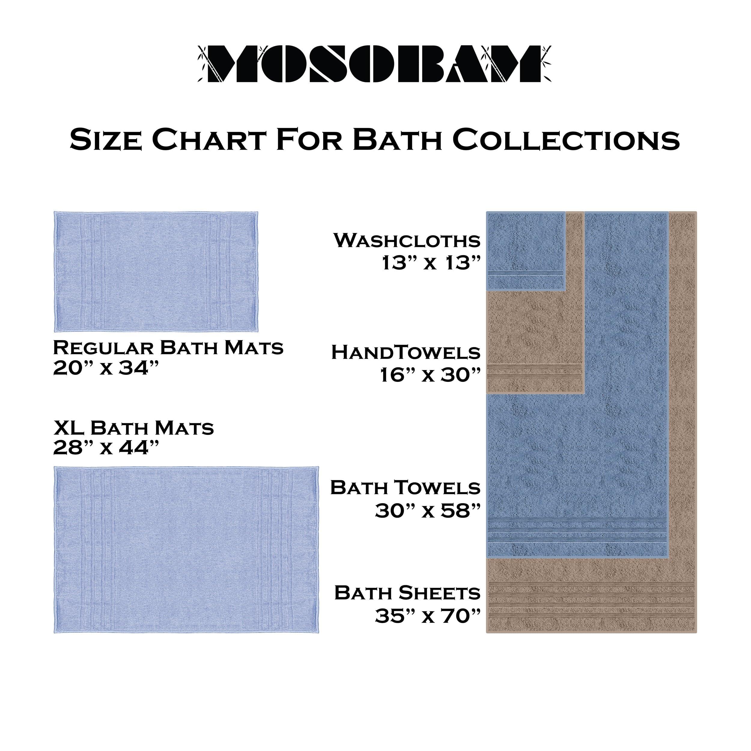 Mosobam Luxury Turkish 14pc Deluxe Bath Bundle Body Hand Face Towel and Mat White 700 GSM & 1000 GSM Bamboo Viscose & Aegean Turkish Combed Cotton - Image 4