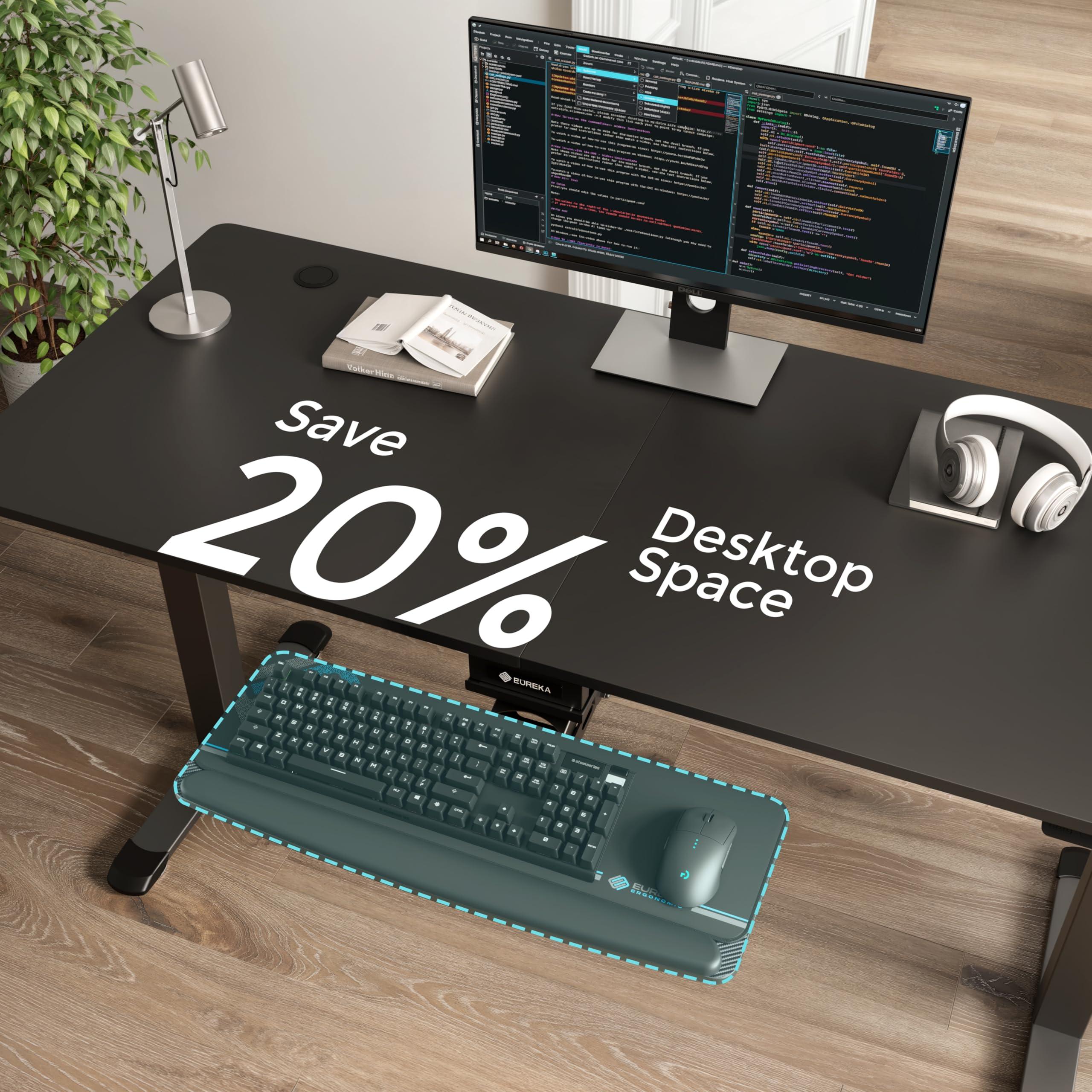 EUREKA ERGONOMIC Keyboard Tray Height Adjustable, Swivel Tilt Computer Keyboard Drawer Under Desk, 25x9.13'' Sliding Keyboard & Mouse Platform with Mouse Pad for Typing, Black - Image 7