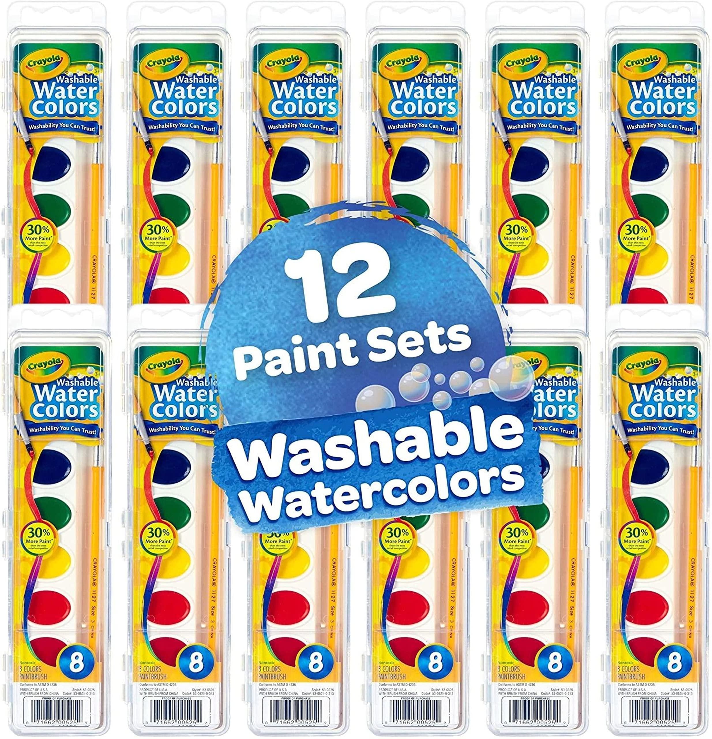 Crayola Washable Watercolor Paint Sets for Kids (12ct), Bulk Classroom Art Supplies for Preschool & Kindergarten, Classroom Learning Activities for Toddlers - Image 3
