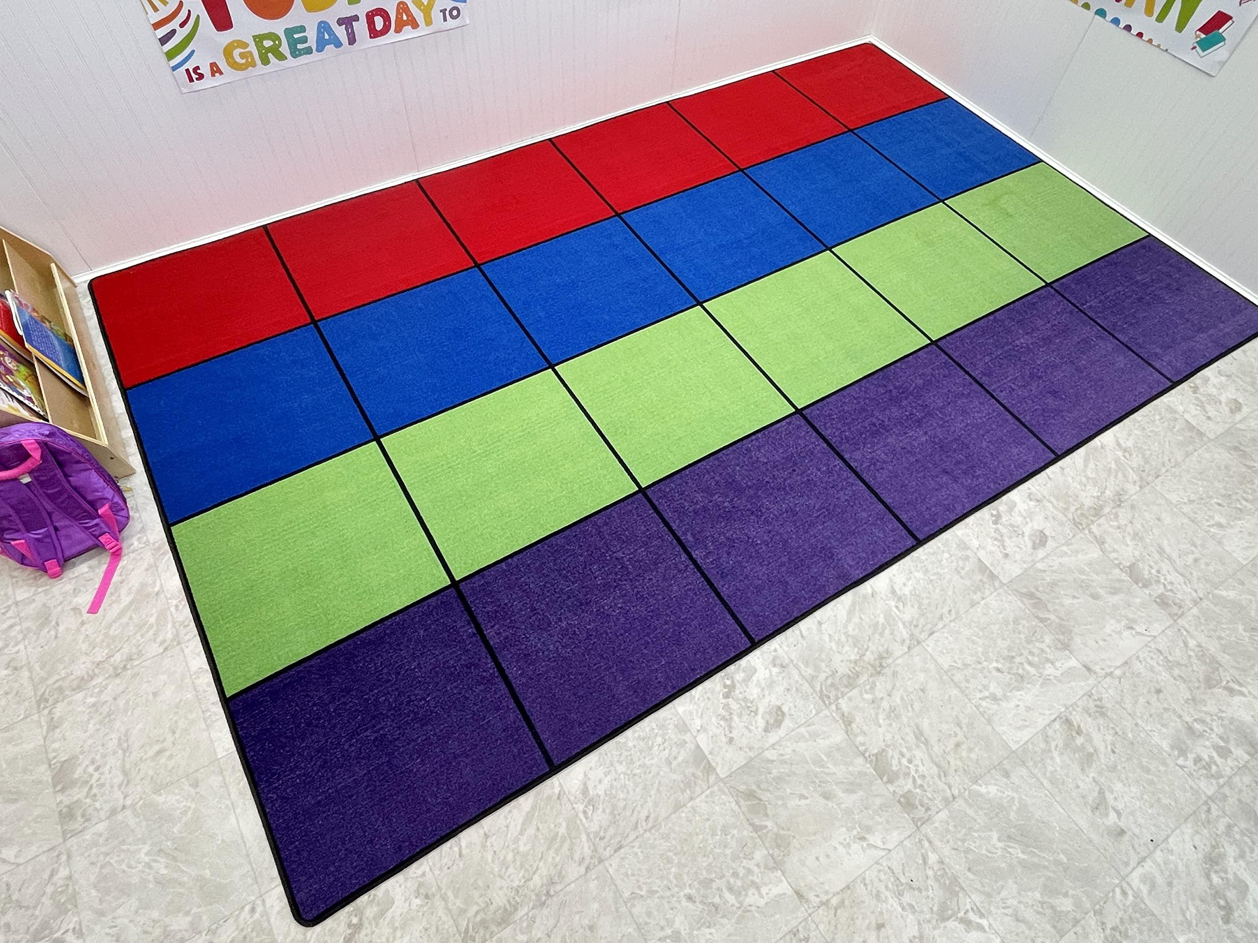 KidCarpet.com Blocks Seating Classroom Rug Multi with 24 Squares, 7'6" x 12' Rectangle - Image 6