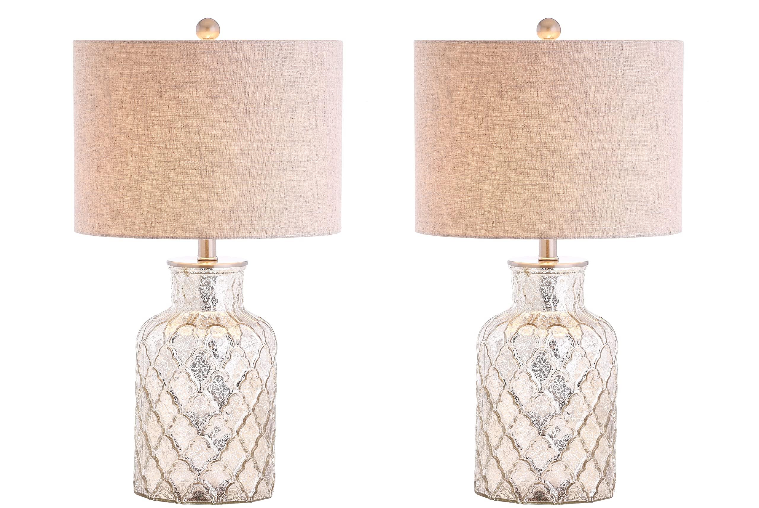 JONATHAN Y JYL1075A-SET2 Set of 2 Table Lamps Alvord 24.5" LED Glass Table Lamp Contemporary Bedside Desk Nightstand Lamp for Bedroom Living Room Office College Bookcase, Mercury Silver - Image 1