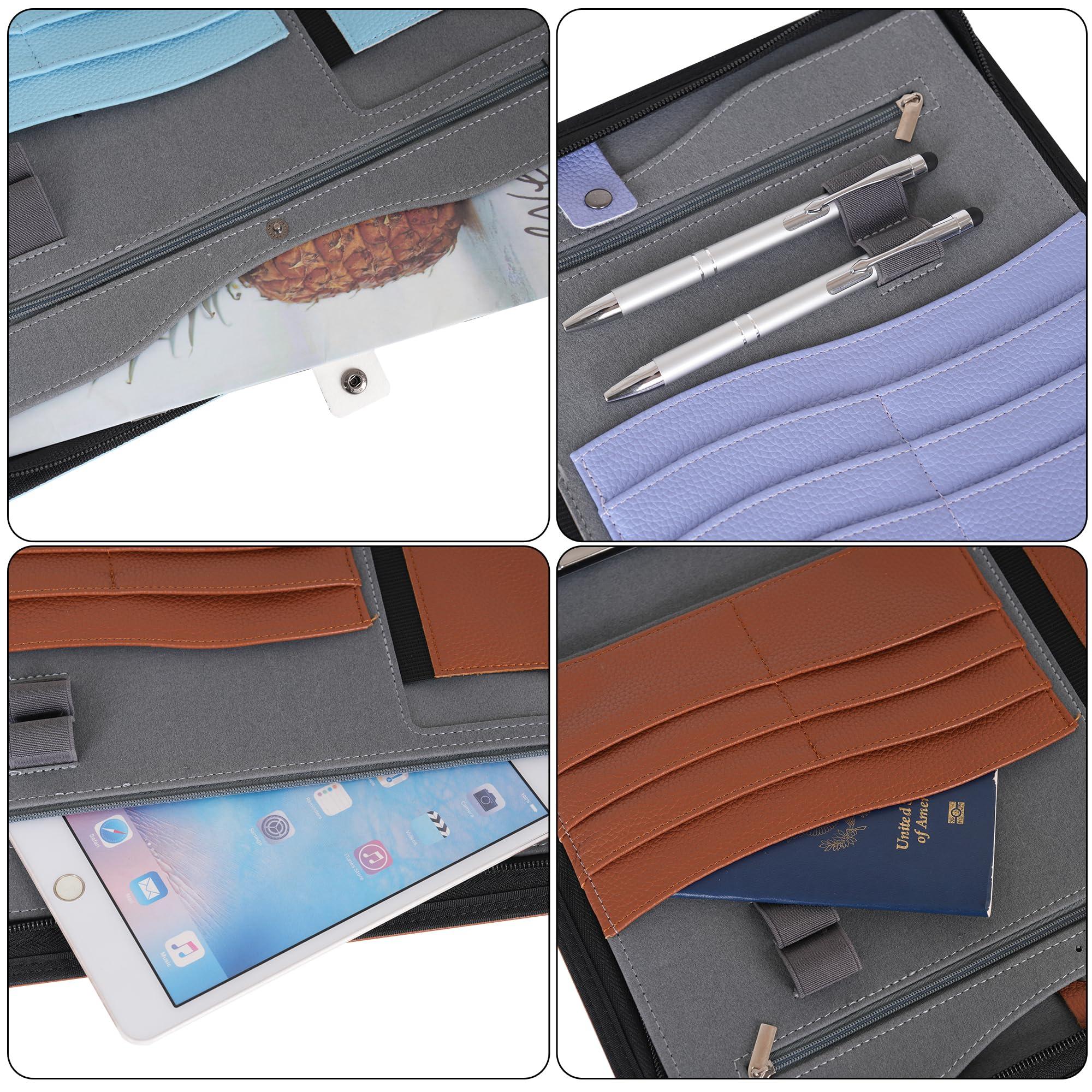 Wonderpool Travel Zippered Portfolio 3 Ring Binder A4 Padfolio Document Case with Removable Clipboard Legal Pad Holder, Business Office School Organizer for Men and Women (Purple) - Image 8