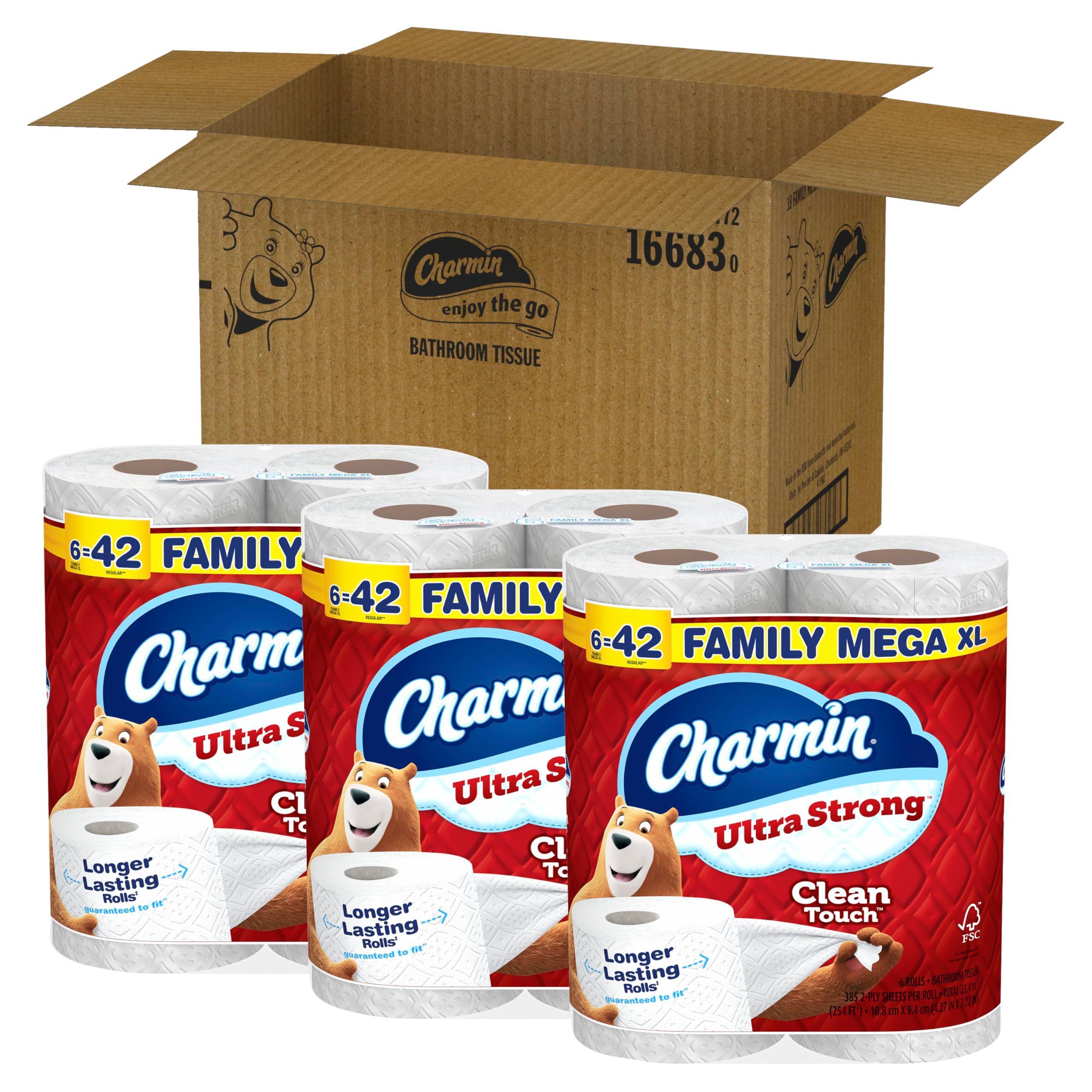 Charmin Toilet Paper Ultra Strong Clean Touch, 18 Family Mega XL Rolls = 126 Regular Rolls - Image 8