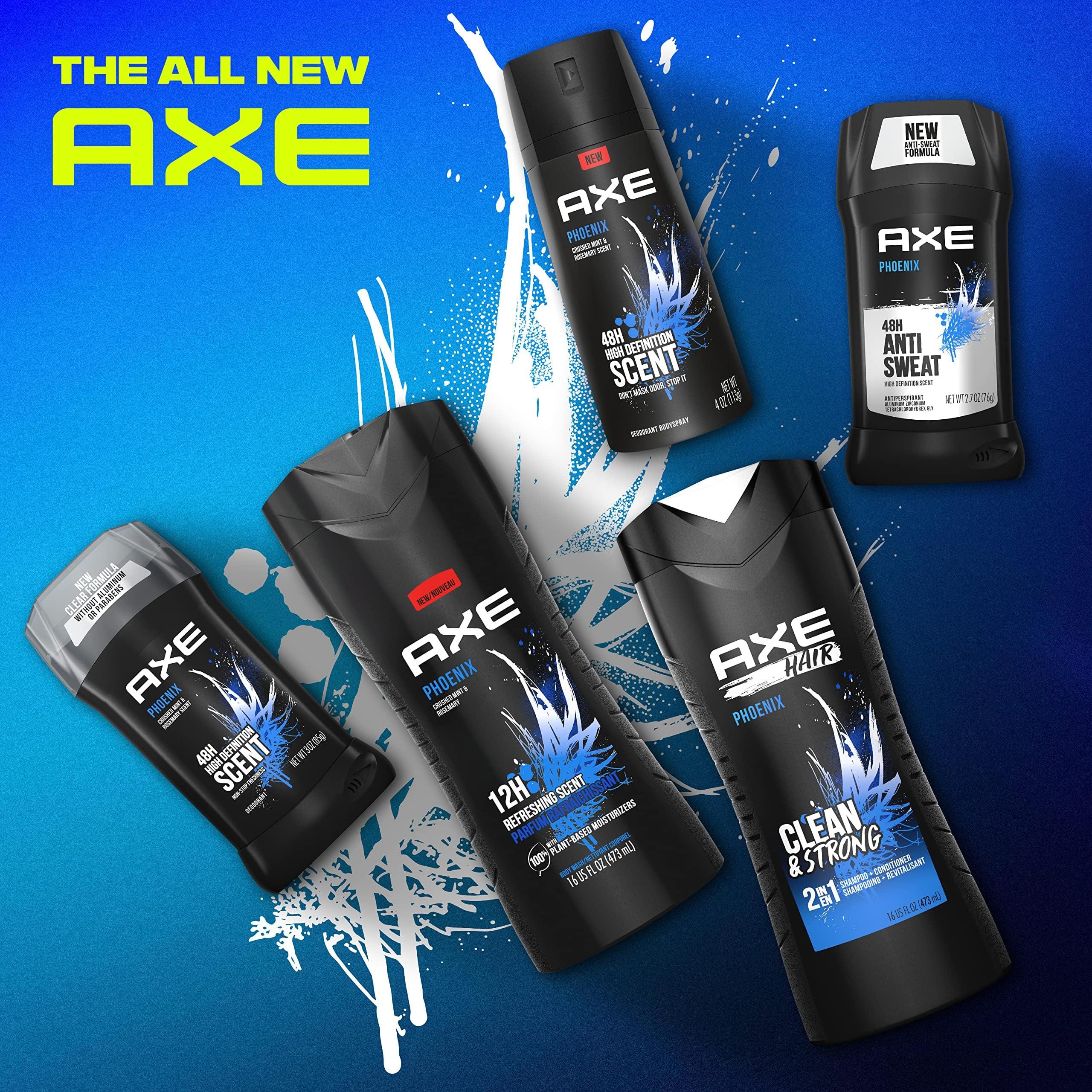 AXE Body Wash Phoenix 4 Count 12h Refreshing Scent Crushed Mint & Rosemary Men's Body Wash with 100% Plant-Based Moisturizers 16 oz - Image 5