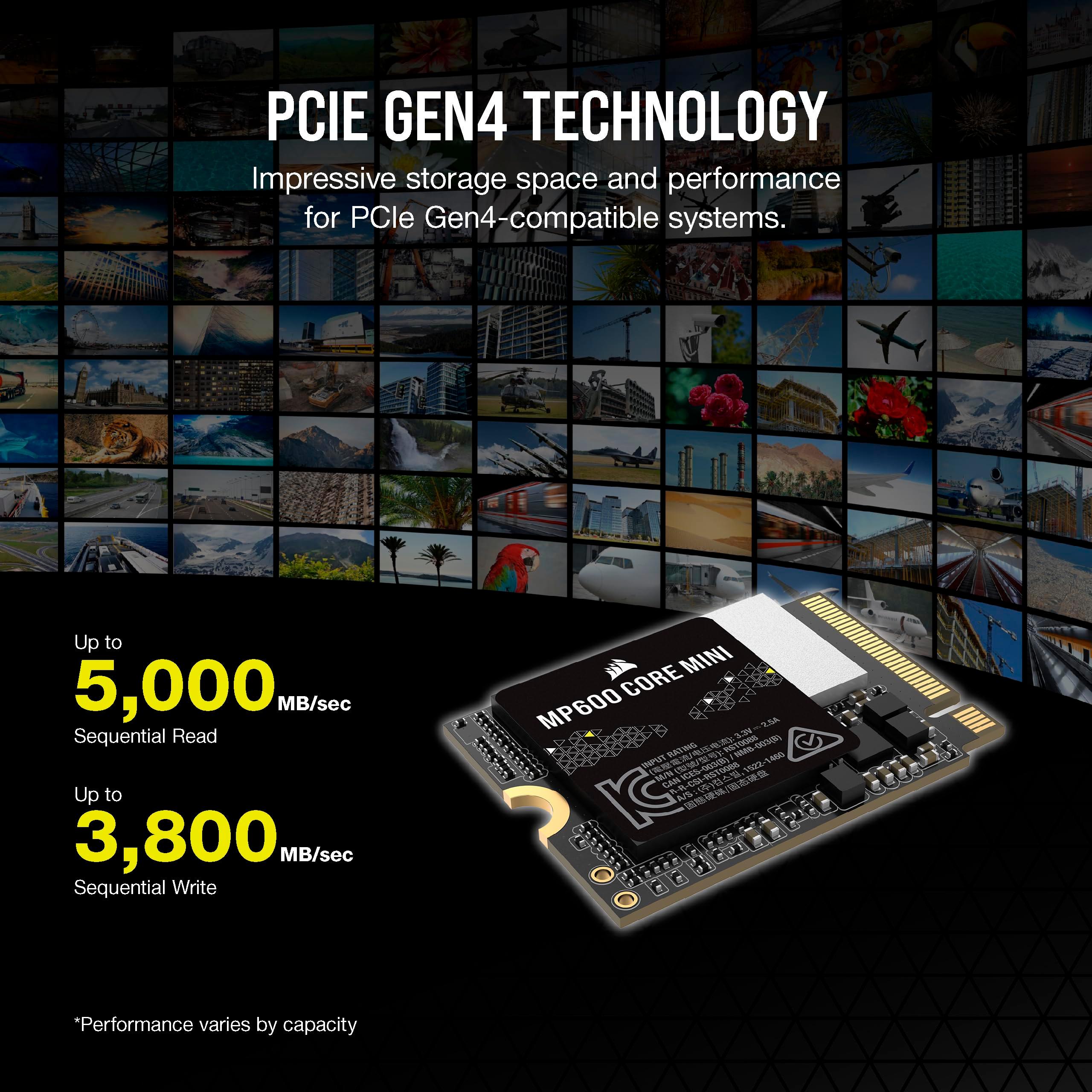 Corsair MP600 CORE MINI 2TB M.2 NVMe PCIe x4 Gen4 2 SSD – M.2 2230 – Up to 5,000MB/sec Sequential Read – High-Density QLC NAND – Great for Steam Deck, ASUS ROG Ally, Microsoft Surface Pro – Black - Image 3