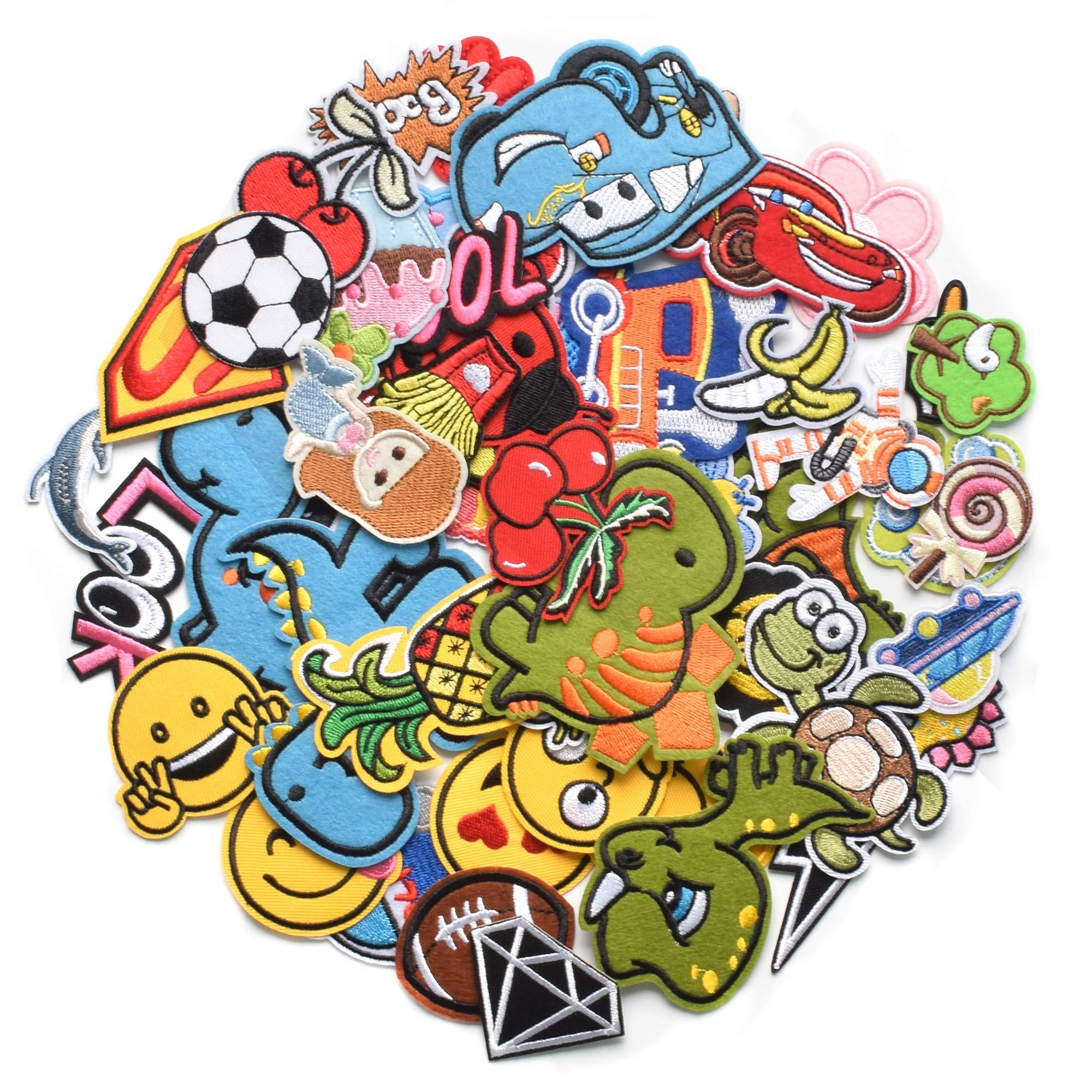 Harsgs 60pcs Random Assorted Styles Embroidered Patches, Bright Vivid Colors, Sew On/Iron On Patch Applique for Clothes, Dress, Hat, Jeans, DIY Accessories - Image 3