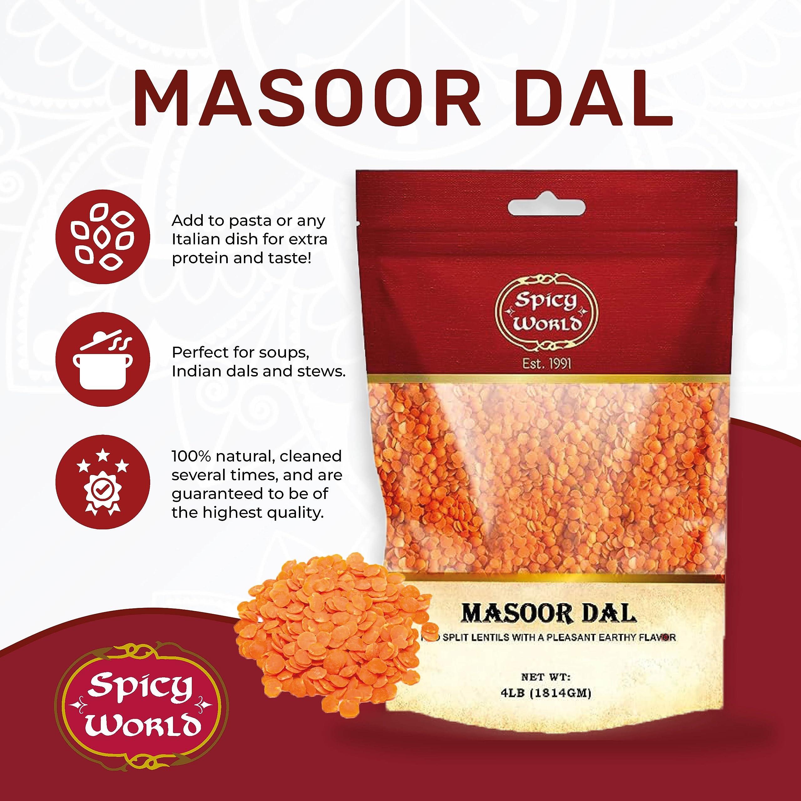 Masoor Dal 4 Pound Bag - Split Red Lentils Dry - All Natural, Pure, Vegan - Resealable Bag by Spicy World - Image 3