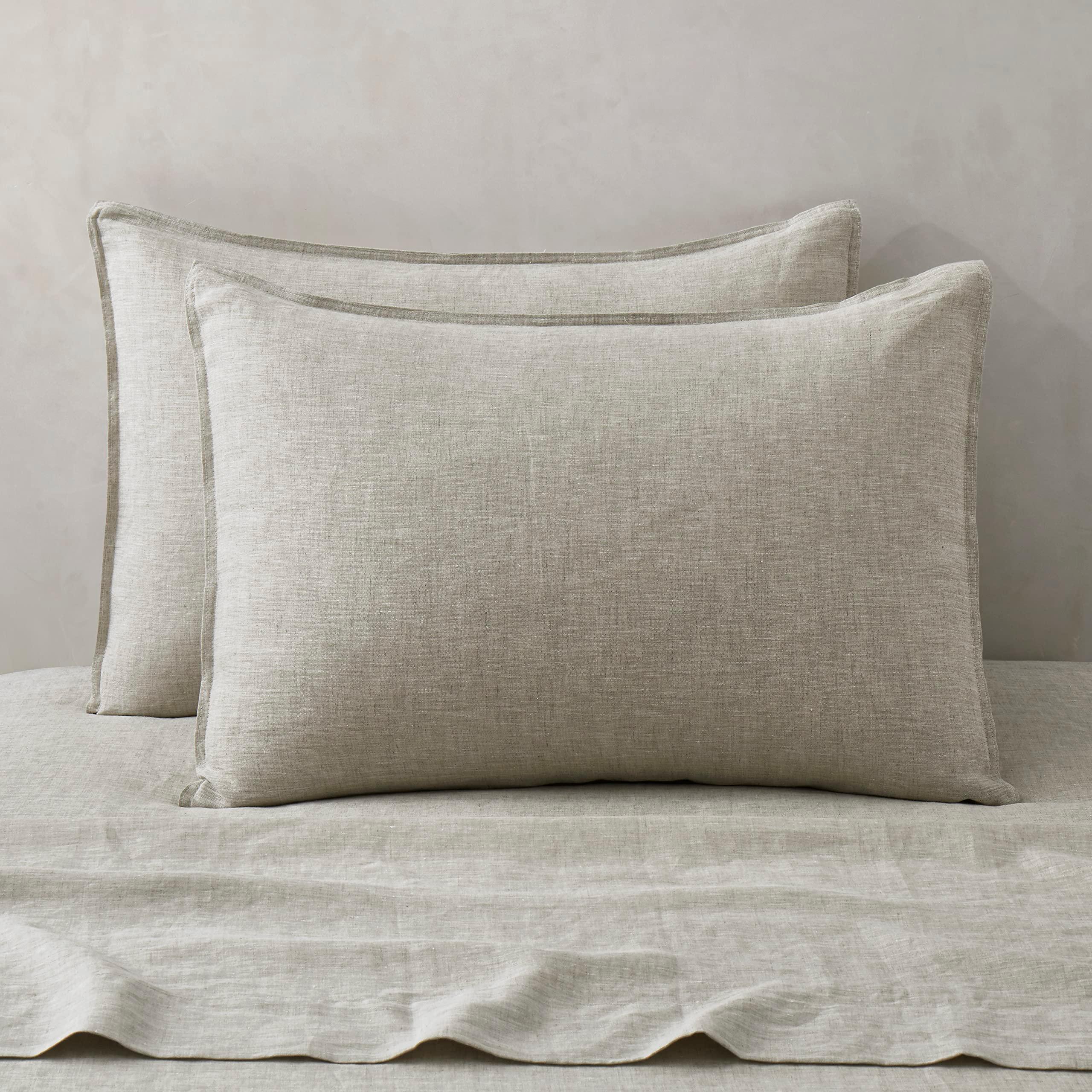 ATLINIA 100% Linen Pillowcases Set of 2, Standard Size 20" x 26" Pillow Case, Linen Pillow Sham