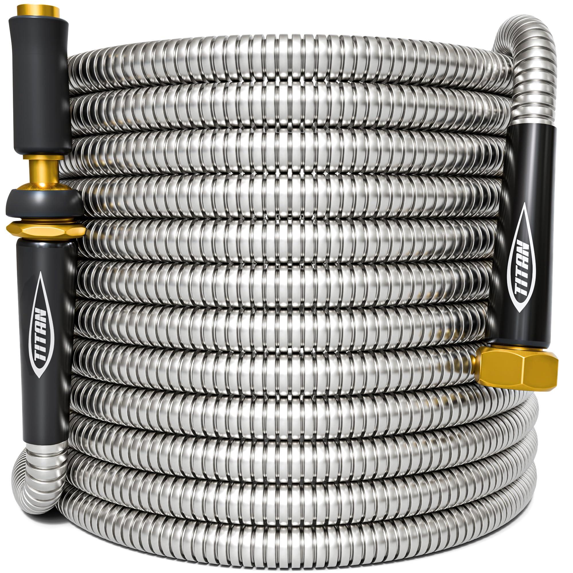 TITAN Garden Hose 75FT - 304 Stainless Steel Metal Water Hose, Flexible, Kink-Free, Lightweight, Durable, Crush Resistant Fittings, Easy to Coil, 500 PSI - Image 7