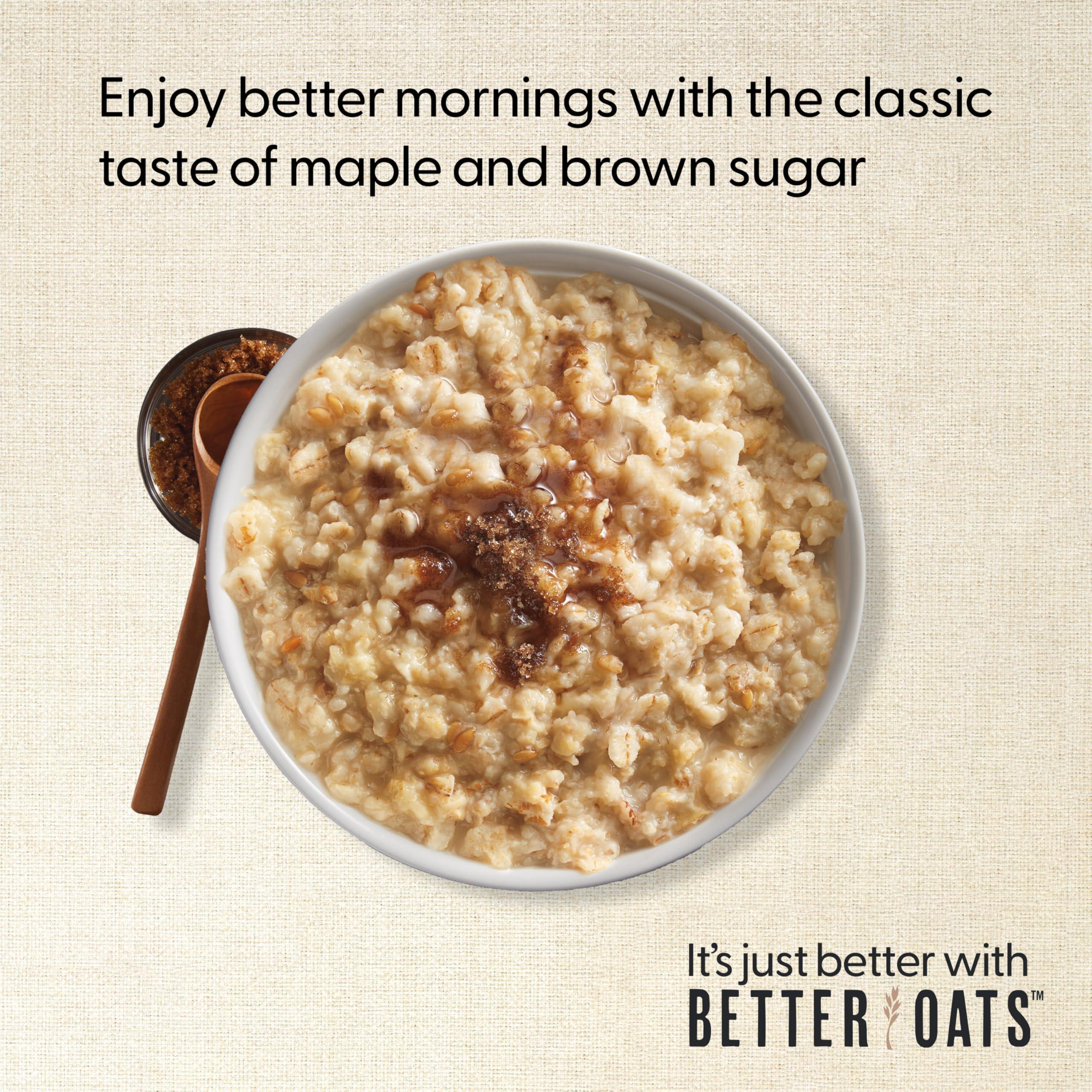Better Oats 100 Calorie Maple and Brown Sugar Oatmeal Packets, 100 Calorie Oatmeal Pouches, 90 Second Instant Oatmeal with Flax Seeds and Rolled Oats, Pack of 6, 9.8 OZ Pack - Image 5