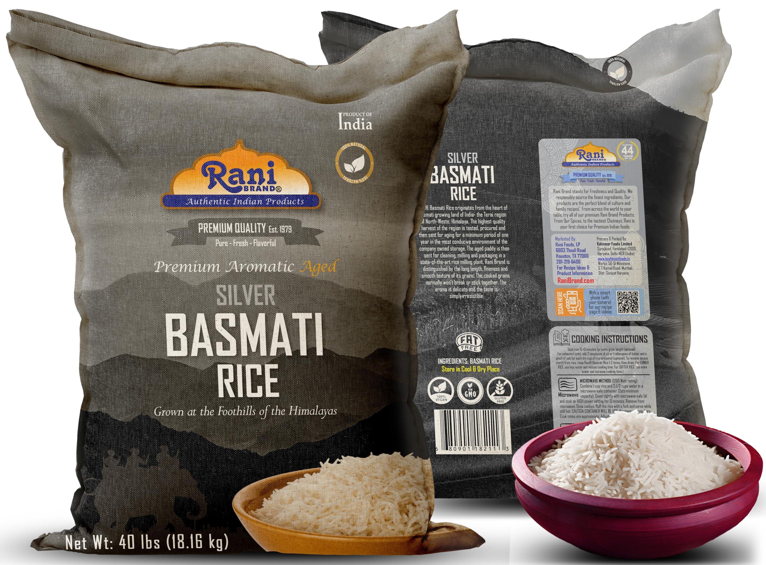 Rani Silver White Basmati Rice Extra Long Aged 40-Pound Bag, 640oz (40lbs) 18.16kg ~ All Natural | Gluten Friendly | Vegan | Indian Origin | Kosher | Export Quality - Image 9