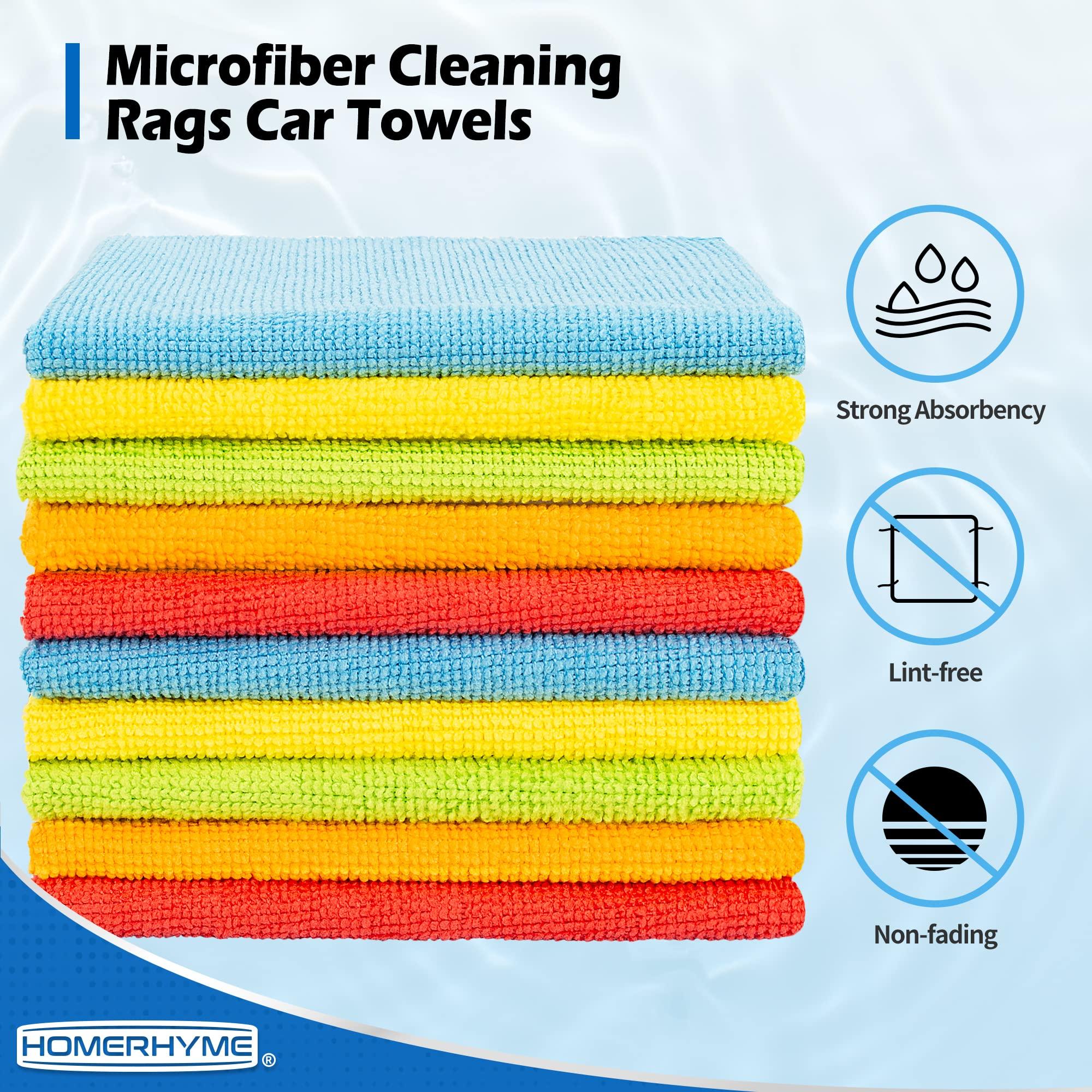HOMERHYME Microfiber Cleaning Cloth, 100 Pack Cleaning Rags Microfiber Towel Bulk Absorbent Lint-Free Wash Cloths, All-Purpose Towels for Cars, Shop, Automotive, Garage, Home and Kitchen 11.5"*11.5" - Image 3