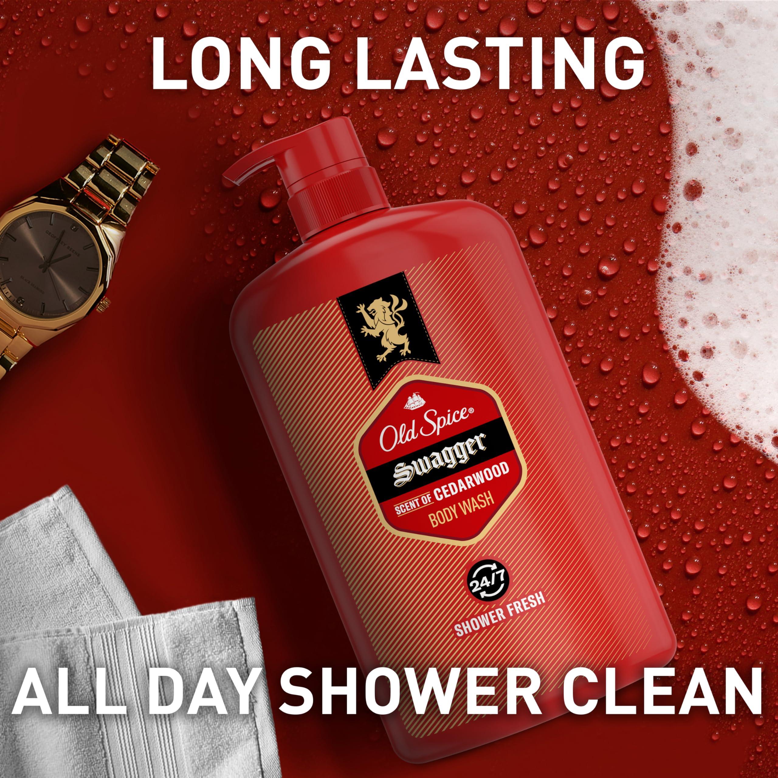 Old Spice Refreshing Body Wash for Men, 3X Defense, 24/7 Shower Fresh with Long Lasting Scent, Red Collection, Swagger with Cedarwood Scent, 33.4 oz (Pack of 4) - Image 6