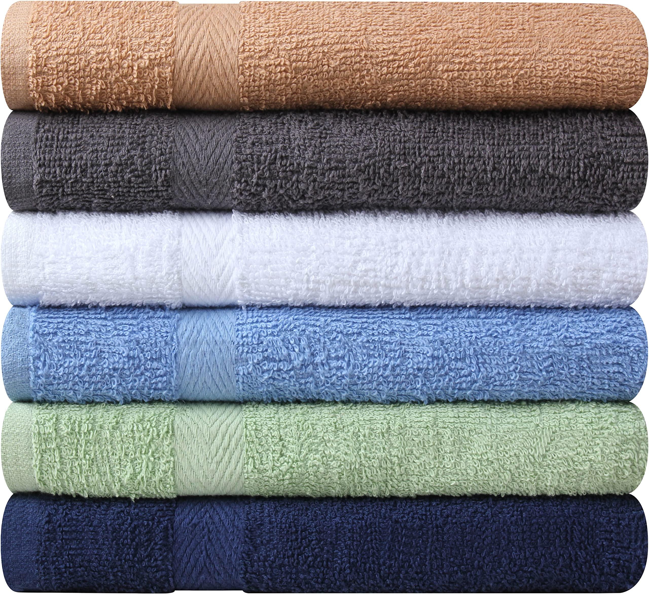 Towel and Linen Mart 100% Cotton 6 Pack Bath Towel Set, Quick Dry, Super Absorbent, Light Weight, Soft, (27 x 54 Pack of 6) Beige, White, Grey, Sky Blue, SAGE Green, Navy - Image 5