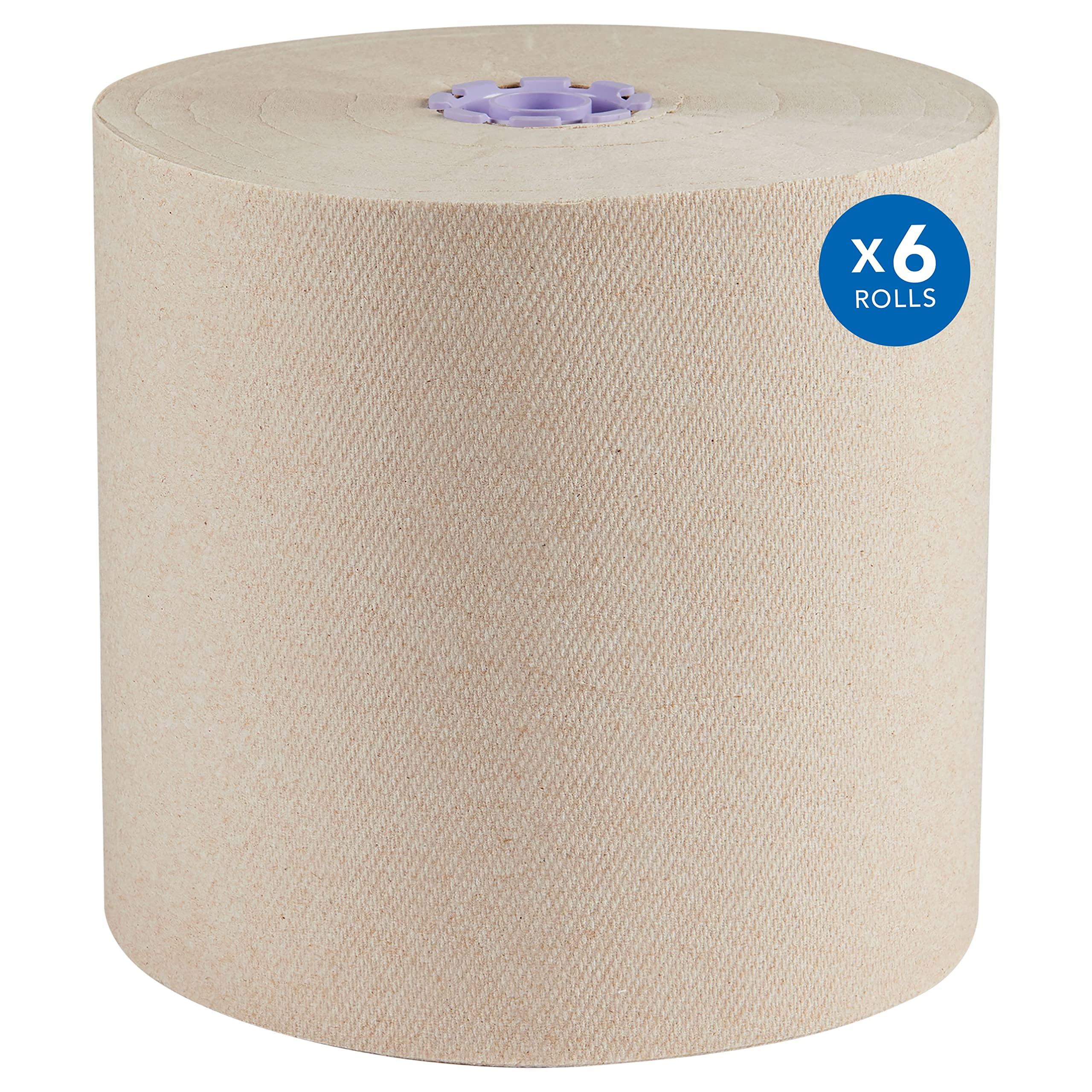 Scott Professional Essential 100% Recycled Hard Roll Paper Towels, Bulk (54038), Absorbency Pockets, Brown, for ScottBrand Purple Core Dispensers (6 Rolls at 700' Each, 4,200'/Case)