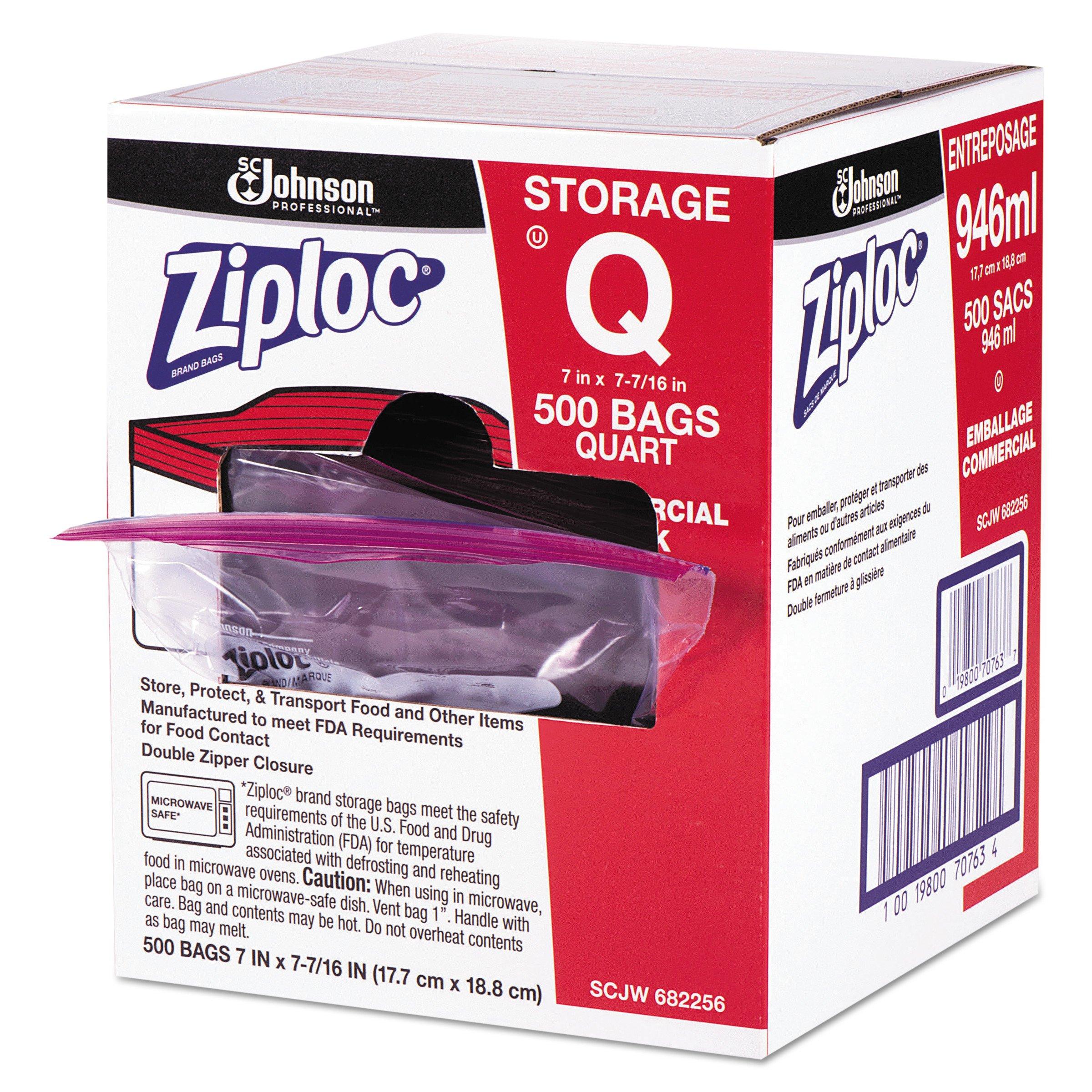 Ziploc 94601 Double Zipper Storage Bags, Plastic, 1qt, Clear, Write-On ID Panel (Box of 500) - Image 3