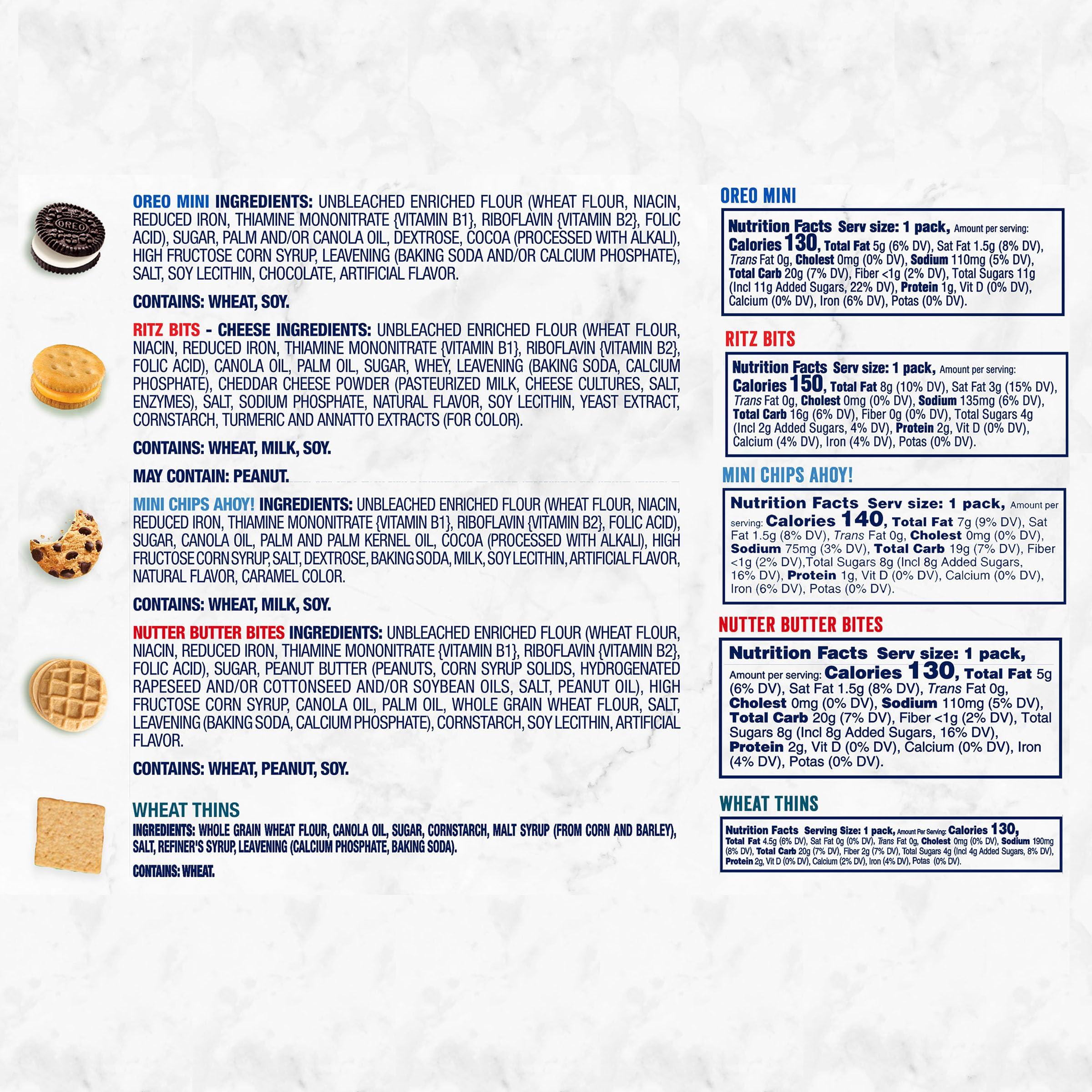 OREO Mini Cookies, Mini CHIPS AHOY! Cookies, RITZ Bits Cheese Crackers, Nutter Butter Bites & Wheat Thins Crackers, Nabisco Cookie & Cracker Variety Pack, 50 Snack Packs - Image 7