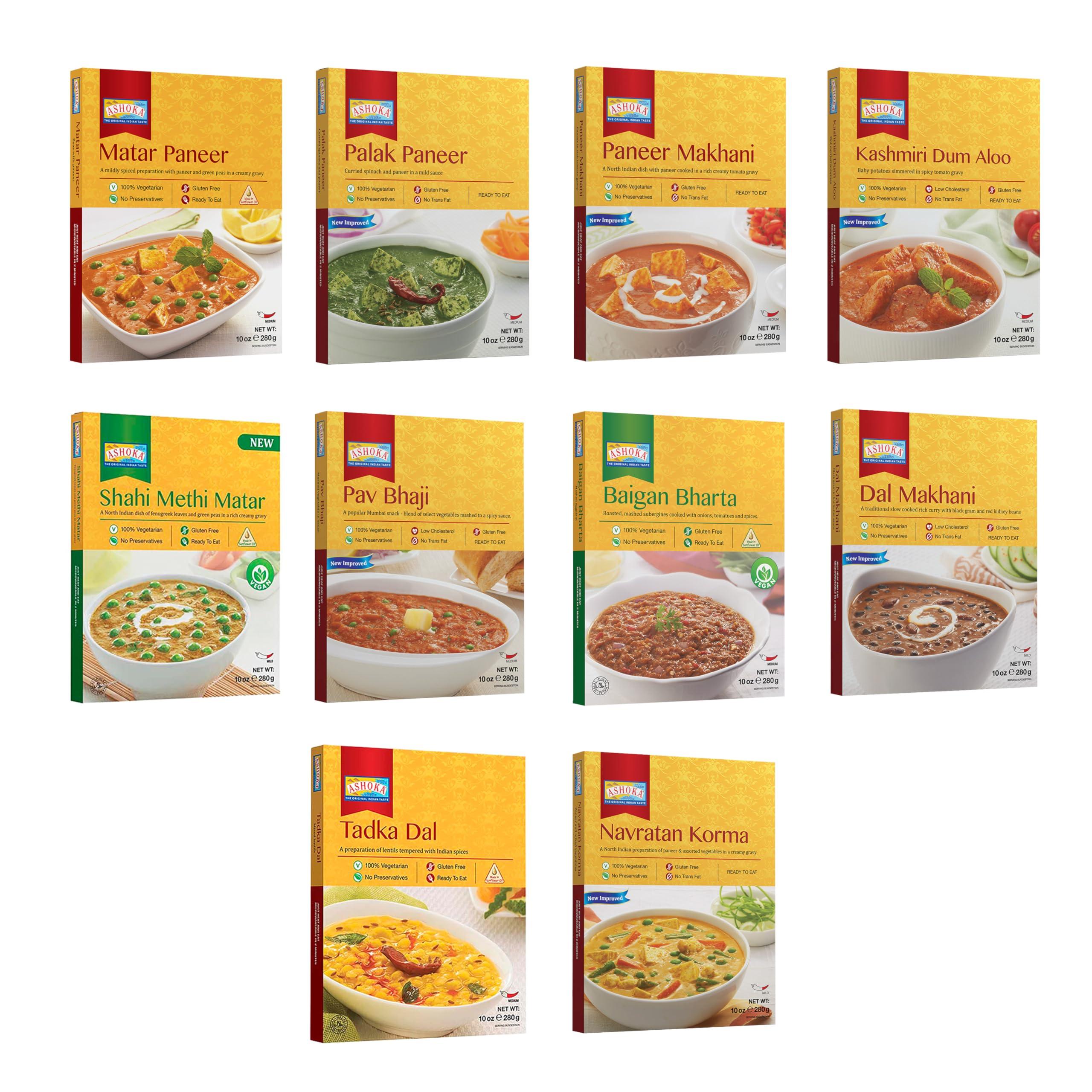 Ashoka Microwaveable Entrees 1932, Vegetarian Sampler Kit, Heat & Serve Meal Pack, Kosher Certified Variety Pack, Authentic Indian Cuisine, Instant Meals, Gluten-Free with No Preservatives, Pack of 10 - Image 7