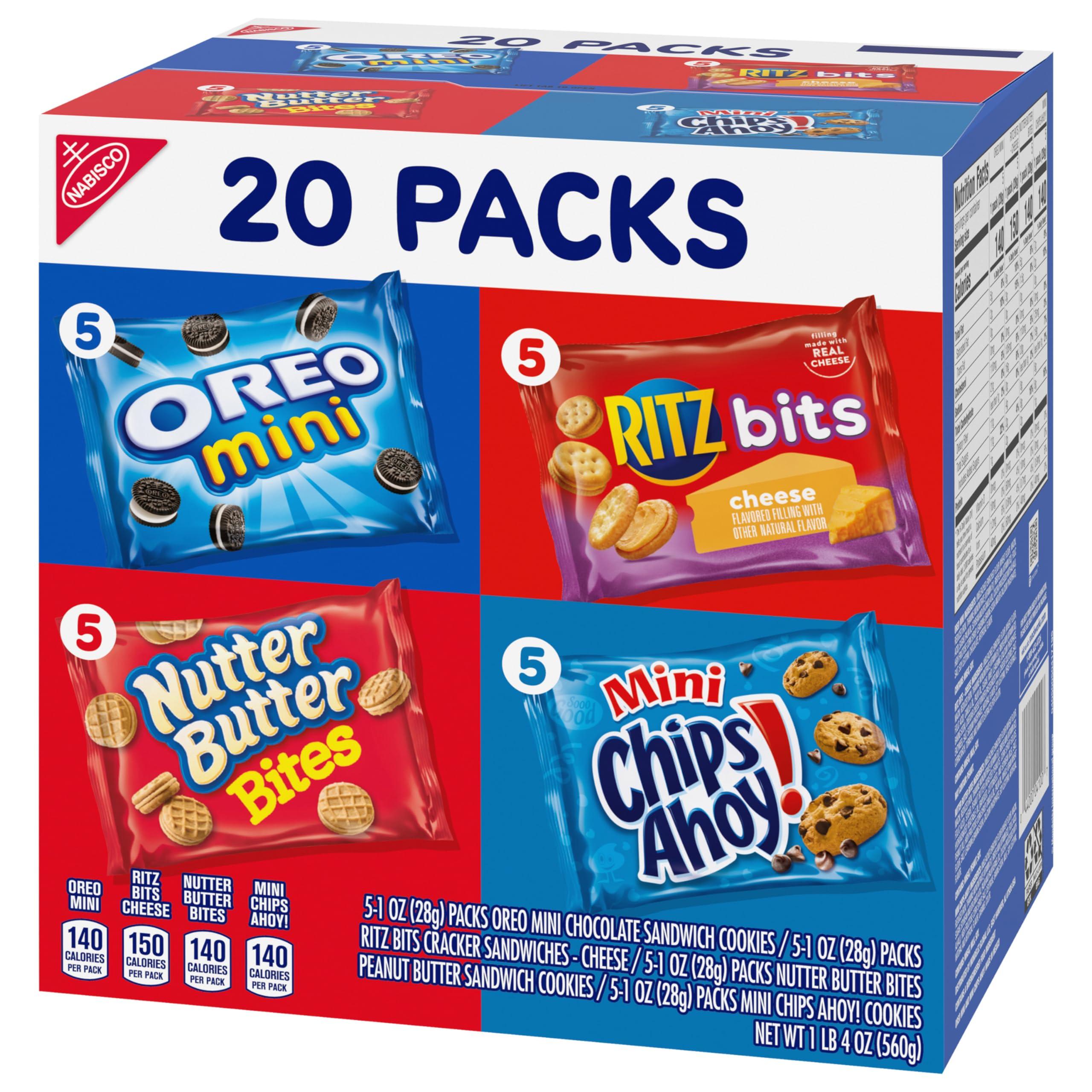 Nabisco Variety Pack OREO Mini, CHIPS AHOY! Mini, Nutter Butter Bites, RITZ Bits Cheese, 20 - 1 oz Snack Packs (Packaging May Vary) - Image 11