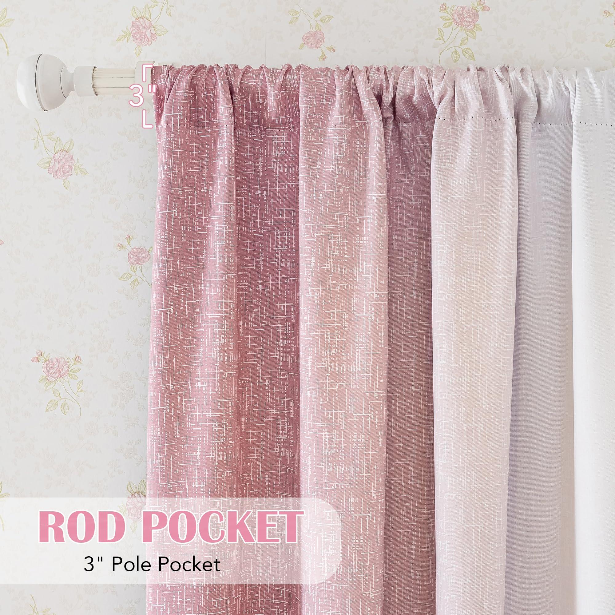 Geomoroccan Ombre 100% Blackout Curtains 84 Inches Long 2 Panels for Girls Bedroom Living Room Pink White Gradient Patterned Room Darkening Thermal Insulated Rod Pocket Window Treatment Drapes - Image 9