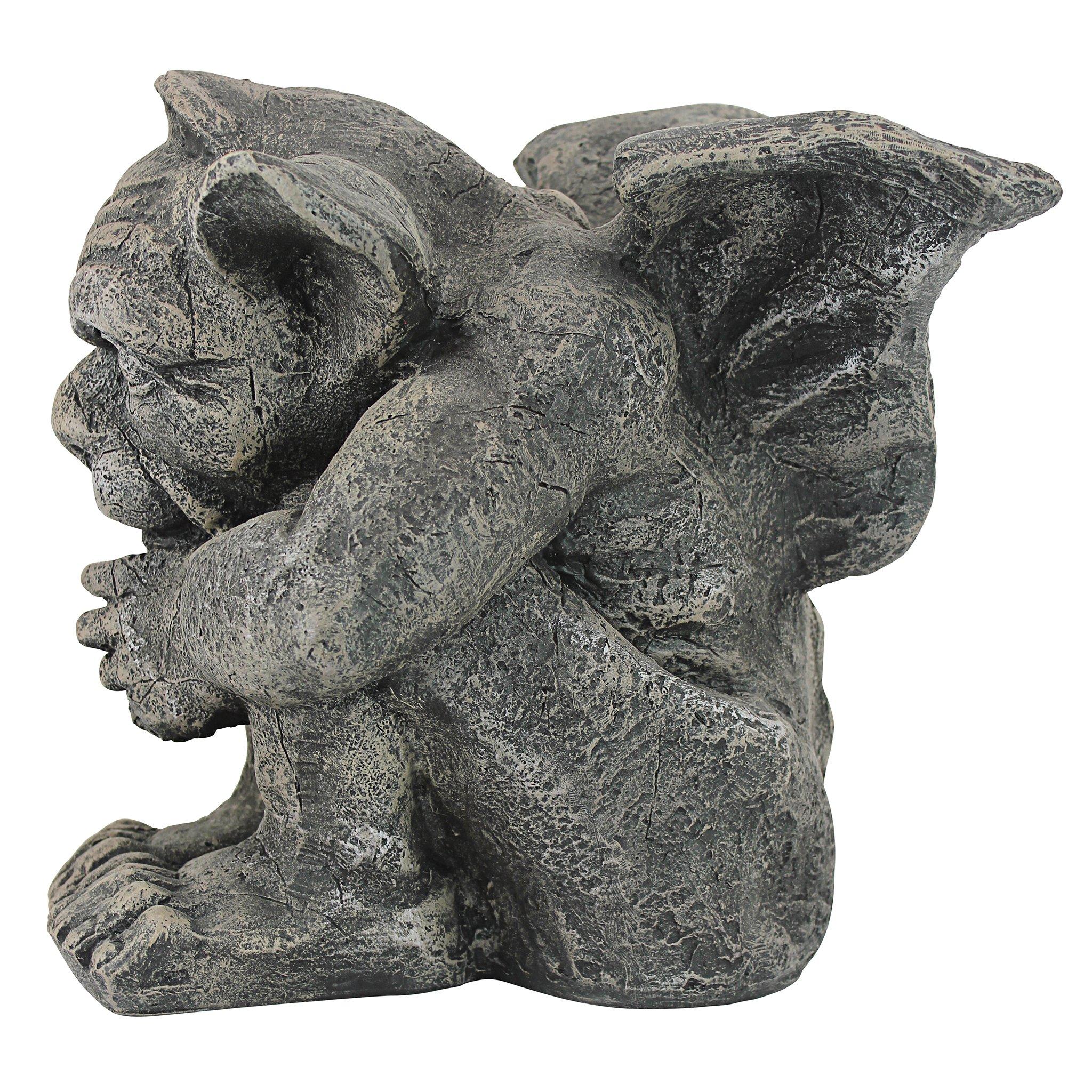 Design Toscano Emmett The Gargoyle Sculpture Gothic Statue, Living Room or Office Decor, Small 10 Inch Tall, Cast Stone Resin, Gray Stone Finish - Image 5
