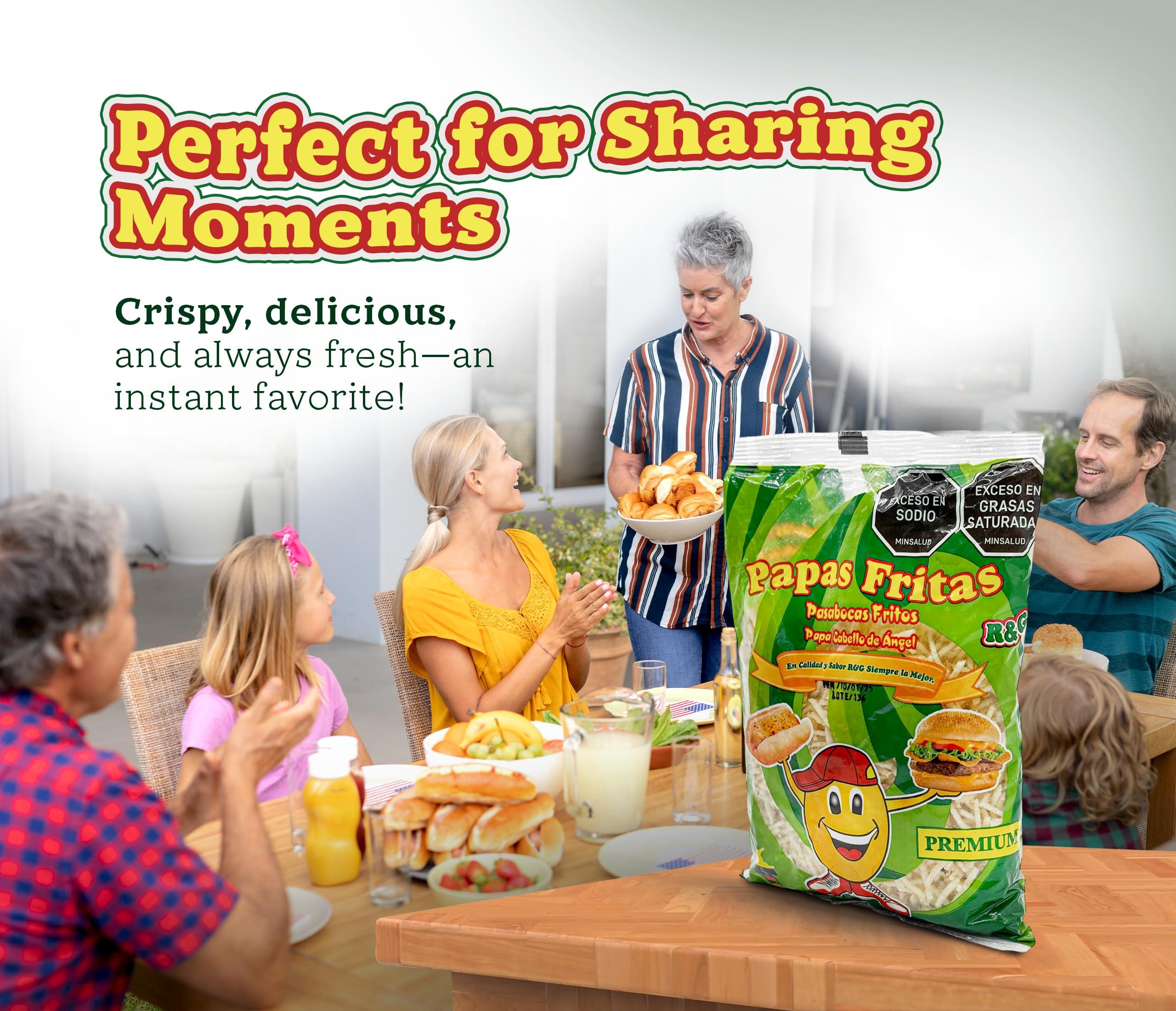 R&G Angel Hair Potato Chips - Crunchy Snack with Premium Flavor - 1 Kg Party Size Chips Bag - Meals & Prepared Foods. Potato Sticks, Shoestring Potatoes sticks, Crunchy snack for Hotdog - palitos de patatas – fosforito de papa – papa chongo- cabello de ángel - para hotdog - Image 2