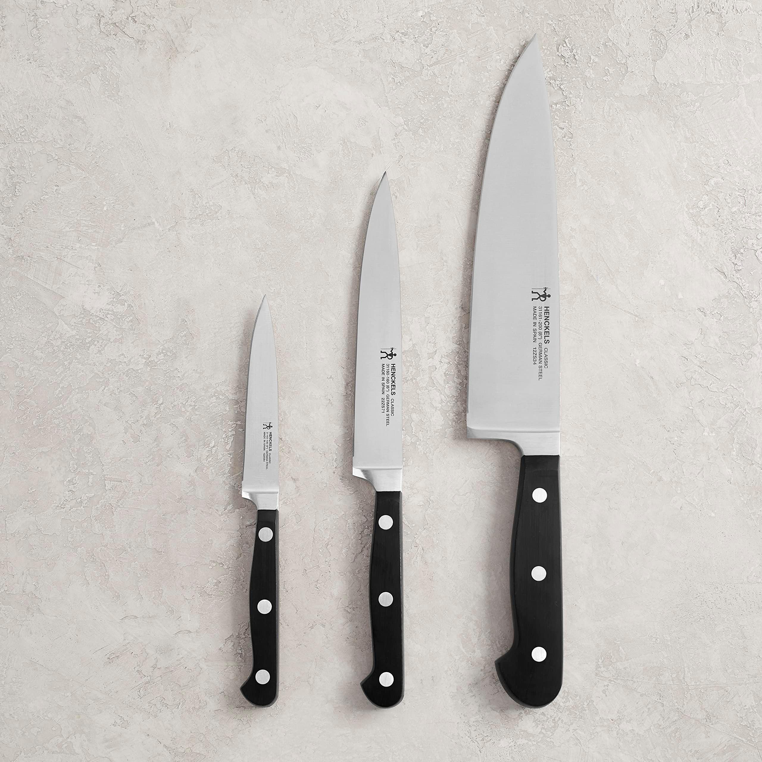 HENCKELS Classic Razor-Sharp 3-Piece Kitchen Knife Set, Chef Knife, Paring Knife, Utility Knife, German Engineered Informed by 100+ Years of Mastery, Stainless Steel - Image 7