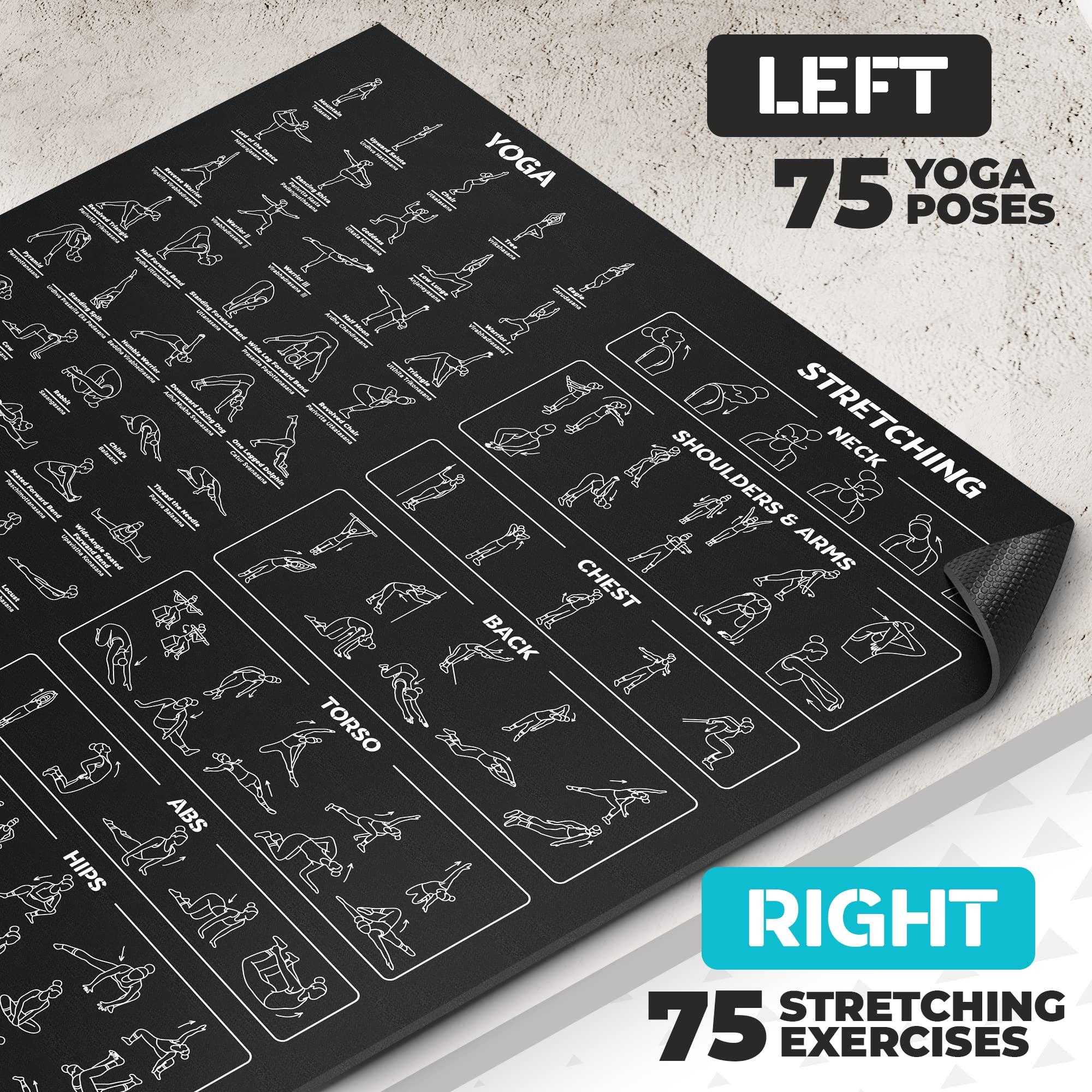 Extra-Large Instructional Yoga Mat with Poses Printed On It - 3X Bigger & 2X Wider than Regular Workout Mats - 150 Illustrated Yoga Poses and Stretches - Wide, Non-Slip, Barefoot Exercise Mat - Image 2