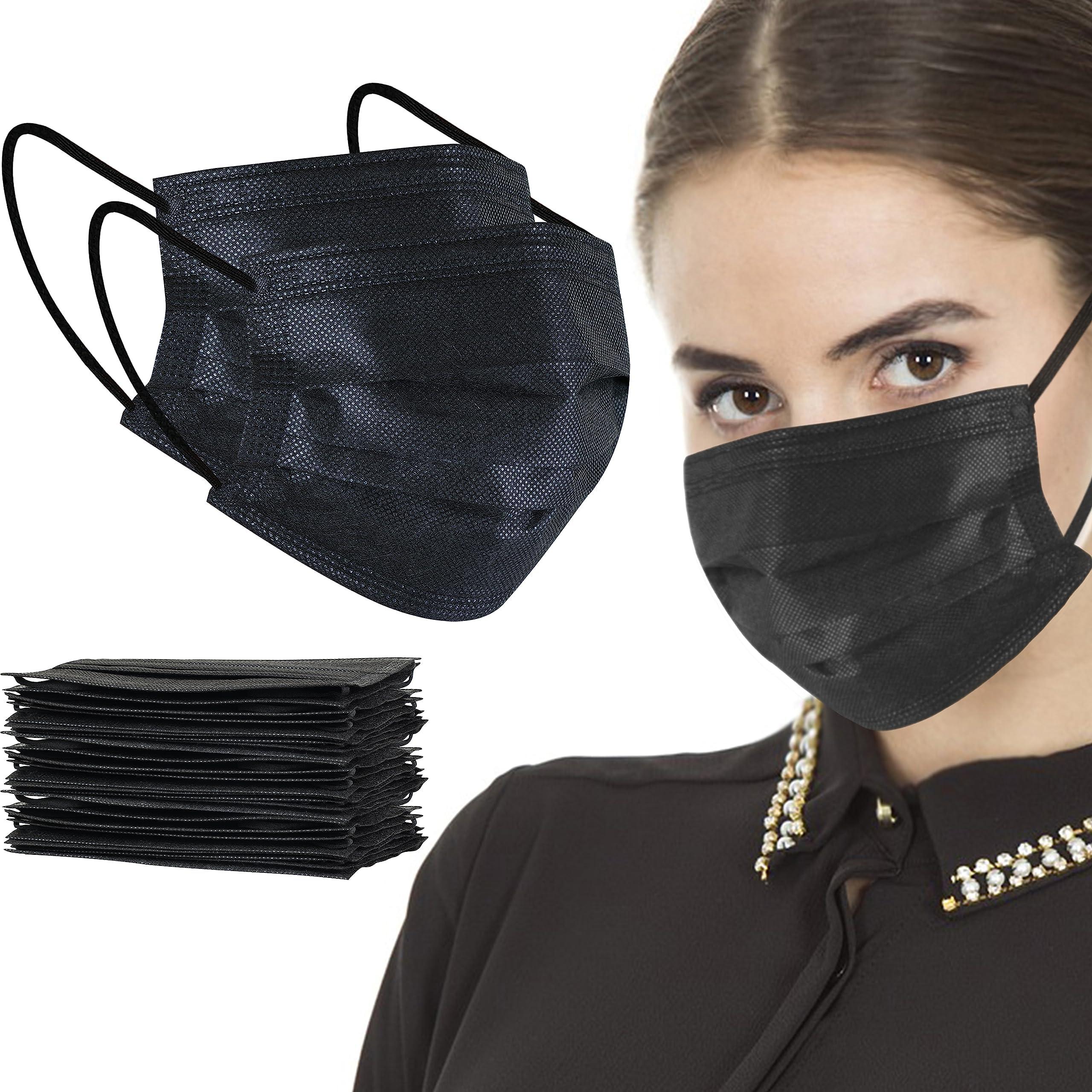 akgk 100Pcs Disposable Face Masks, Black Face Mask, 3 Ply Disposable Mask - Image 8