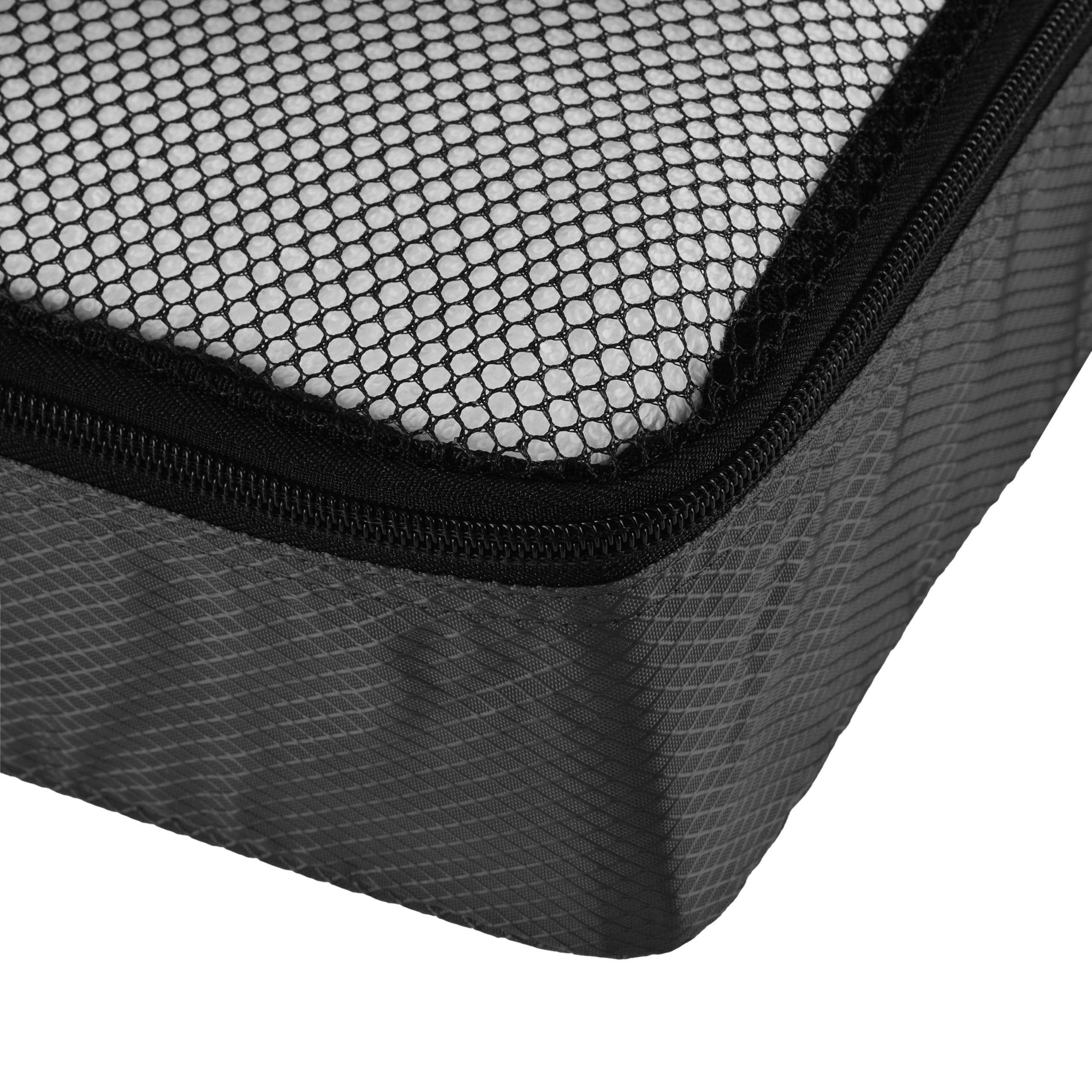 Amazon Basics Lightweight Packing Cubes Travel Organizer Set with Double Zipper, Mesh Top, Durable Polyester, Medium, 4 Piece, Black - Image 6