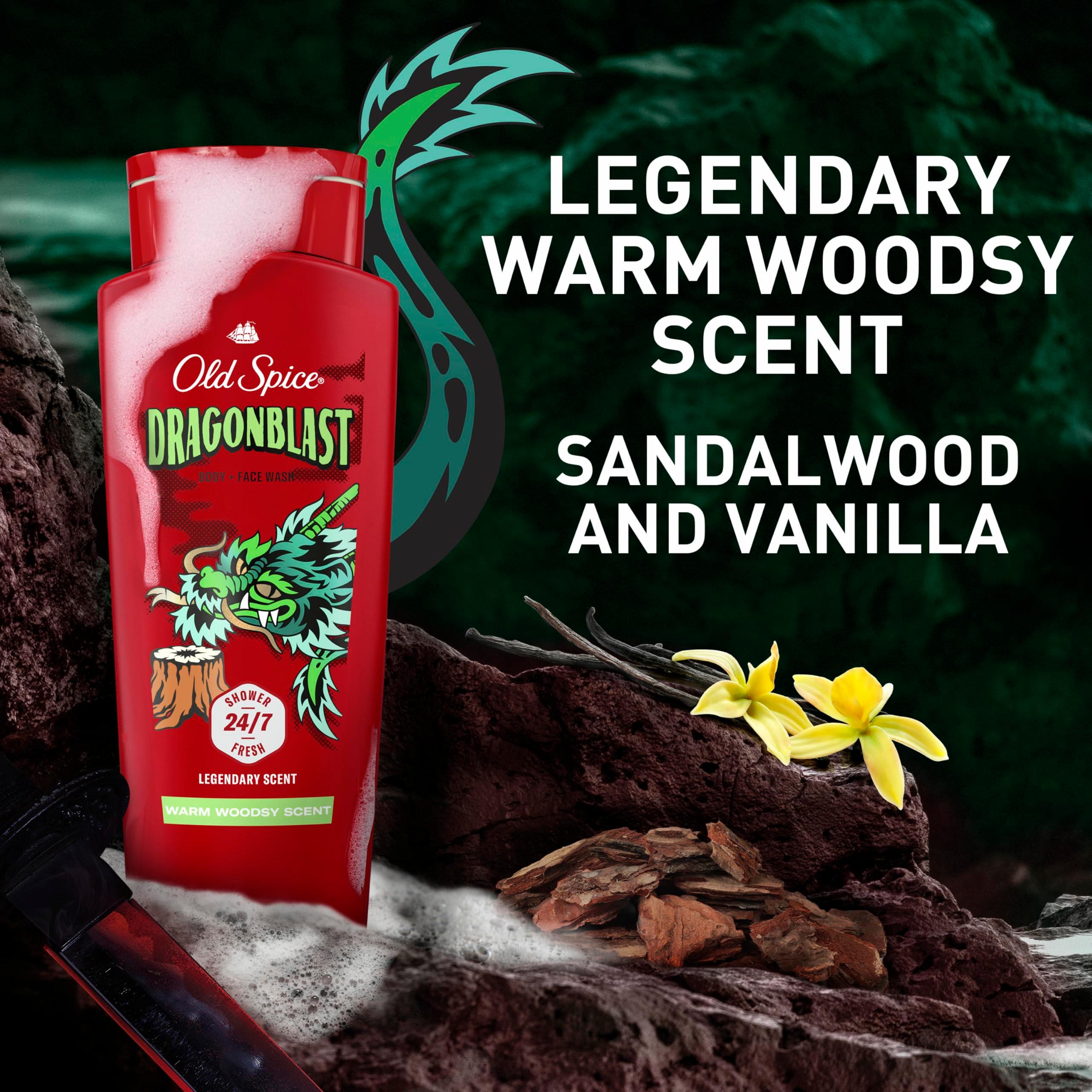 Old Spice Cleansing Body Wash for Men, 3X Defense, 24/7 Shower Fresh with Lasting Scent, 2-in-1 Body & Face Wash, Dragonblast Scent, 24 oz (Pack of 4) - Image 8