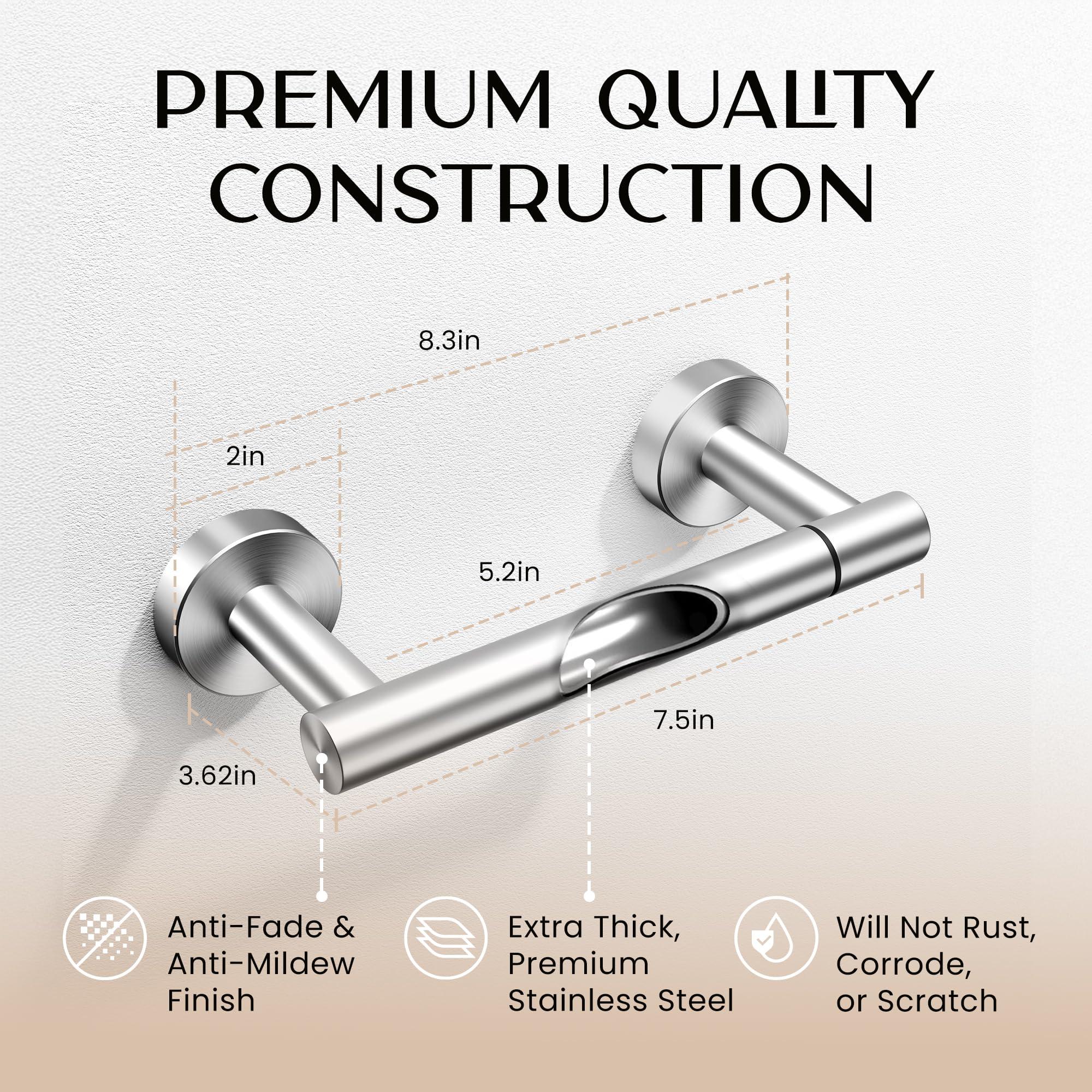 Day Moon Brushed Nickel Toilet Paper Holder - Wall Mount Modern Roll Holder for Bathroom - Image 2