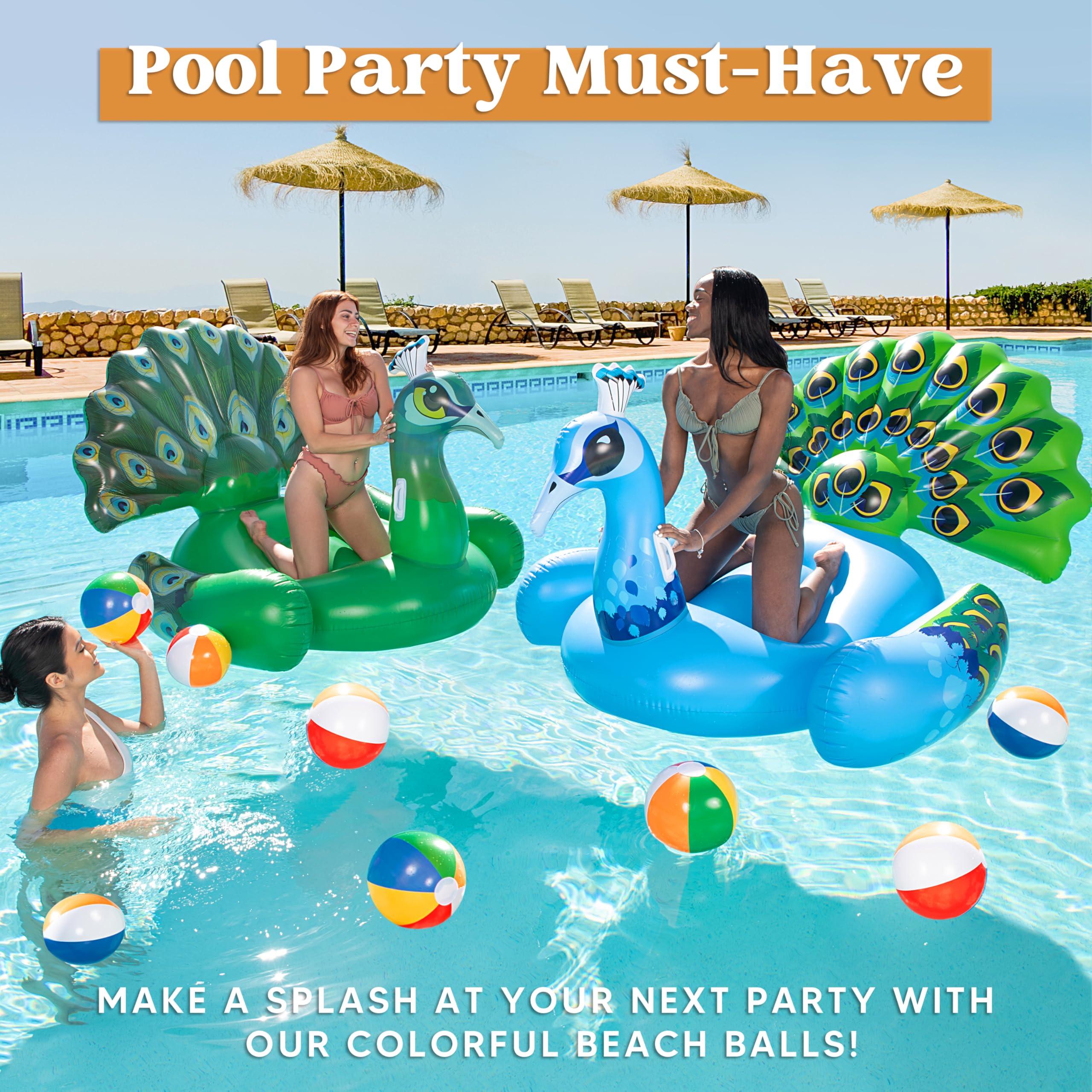 JOYIN Rainbow Beach Balls(12 Pack), 12'' Inflatable Swimming Pool Toys for Summer Water Games Kids Birthday Party Supplies Combo Set Include Inflatable Beach Balls - Image 6