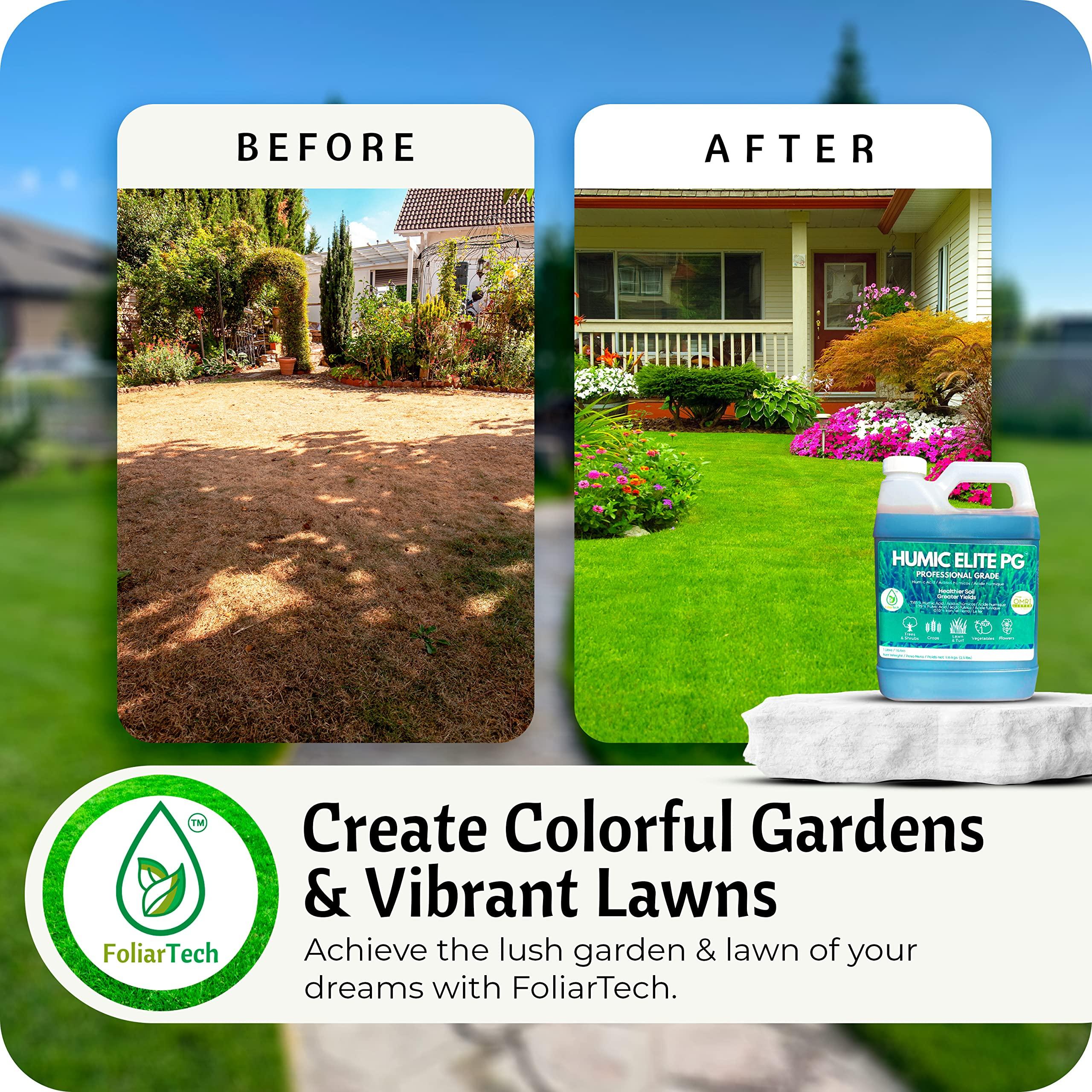 Humic Acid Organic Lawn Fertilizer - Fulvic Humic Mineral Blend for Trees, Shrubs, Ornamentals, Vegetables & Crops - Enhancer & Garden Soil Conditioner by FoliarTech, 1.1 Gallons - Image 2