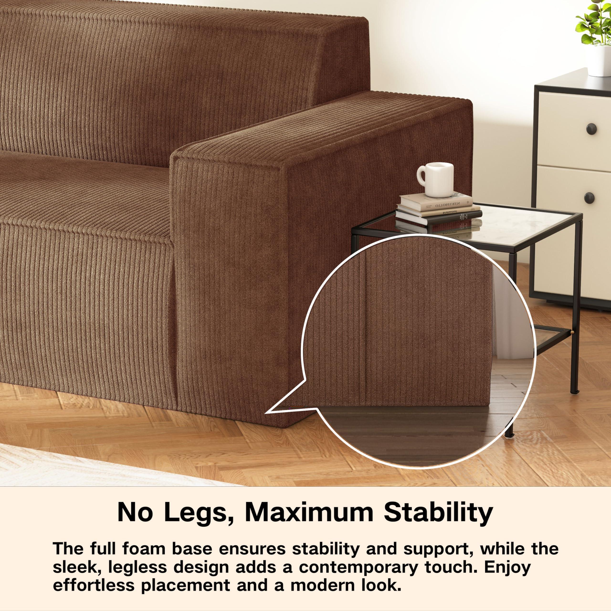 Swbvs Sofa-in-a-Box, Memory Foam 3-Seater Couch, No Installation & Easy to Transport, Deep Seat Modern Sofa with Corduroy Fabric, Couch for Living Room, Bedroom, Apartment, Home Office, Brown - Image 8