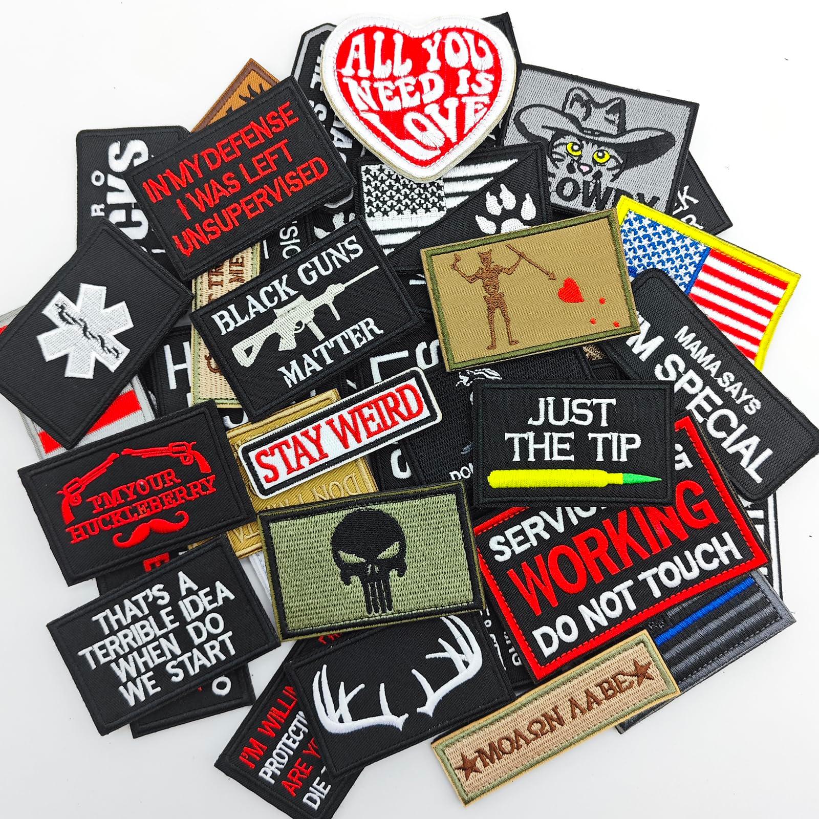 Gleihow 12 Pieces Random Funny Tactical Morale Patch Full Embroidery Military Loop and Hook Patches for Caps Backpacks Vest Harness Military Uniforms - Image 3