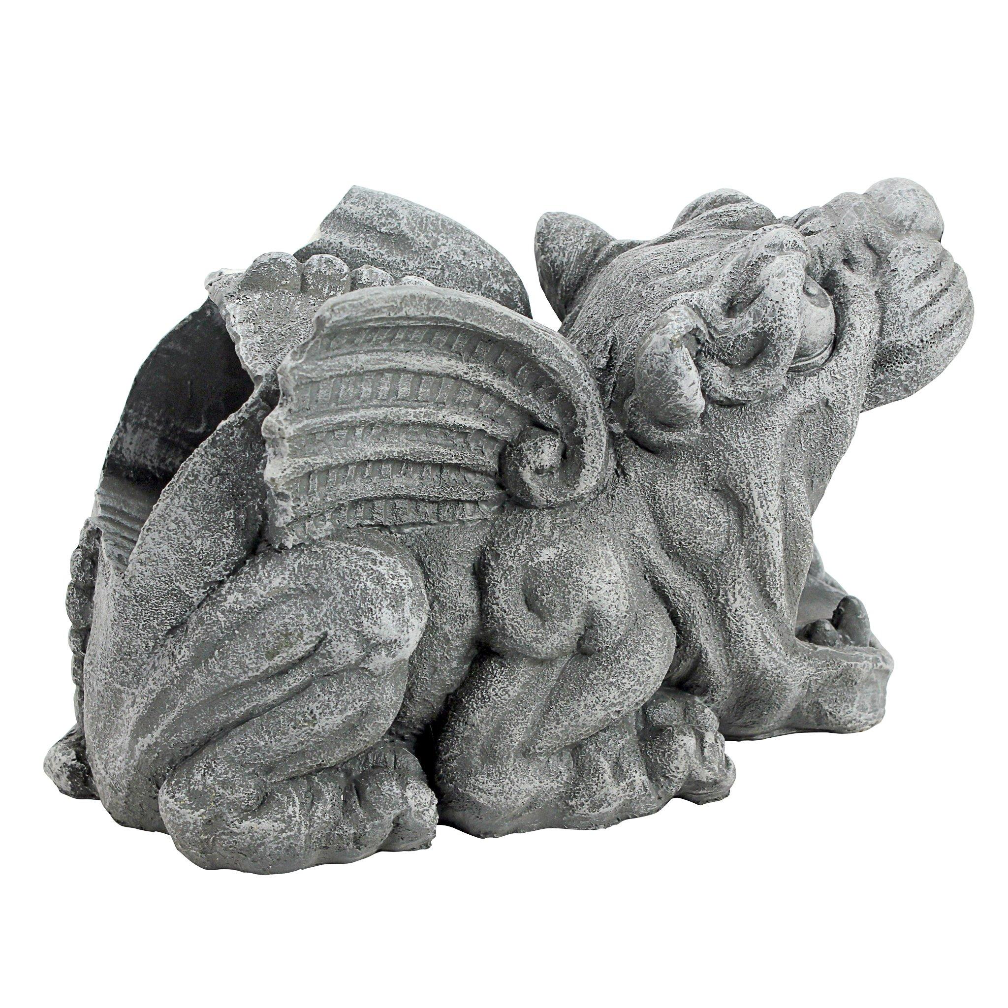 Design Toscano Roland the Gothic Gargoyle Gutter Guardian Rain Downspout Extension Outdoor Statue, 10 Inch Long, Cast Stone Resin, Grey Stone Finish - Image 4