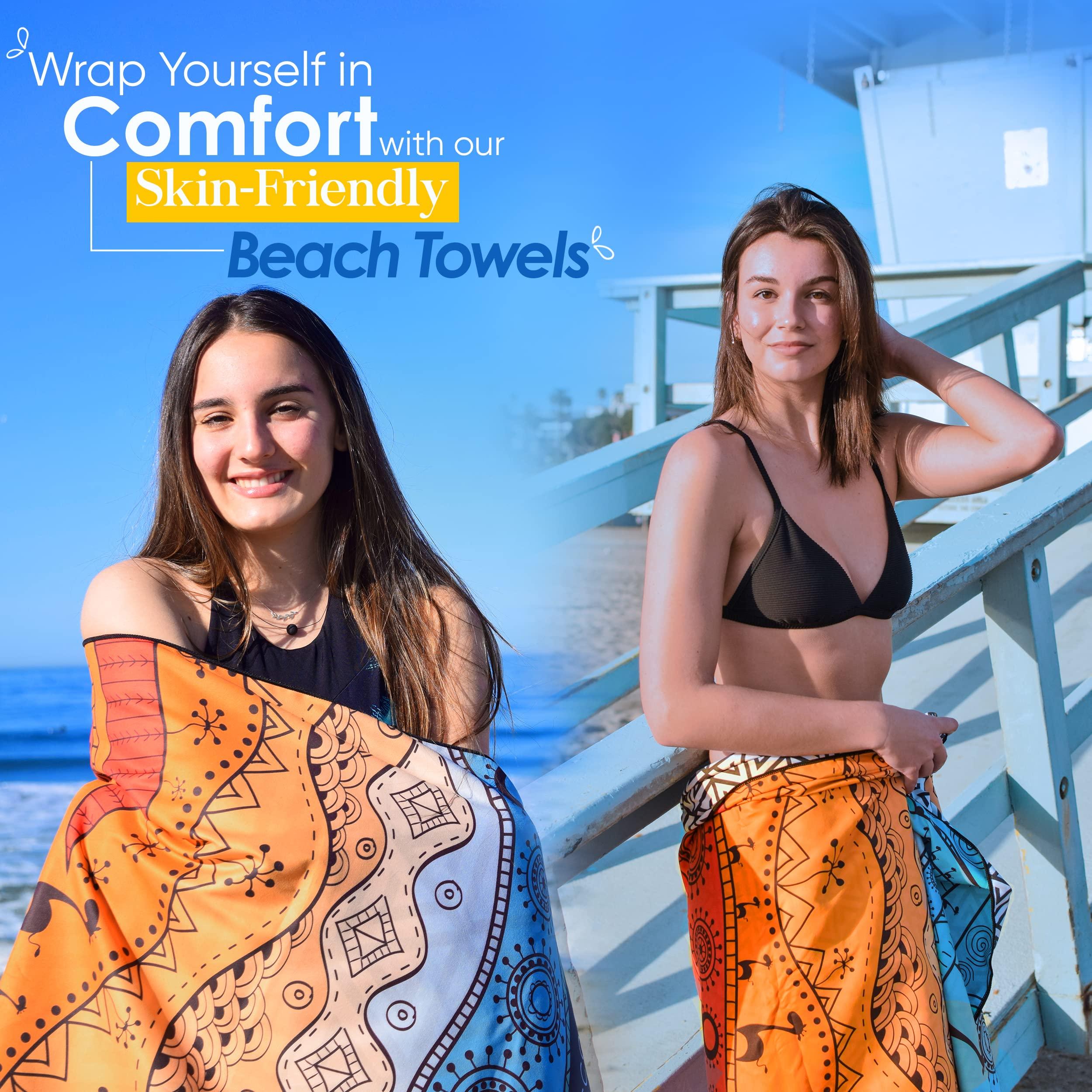 ECCOSOPHY Microfiber Beach Towel - Sand Free Towels are Quick Dry, Light Weight, Super Absorbent - Perfect Pool, Travel, Cruise, Camping Essentials - Oversized Extra Large for Adults 71x35 in - Image 4