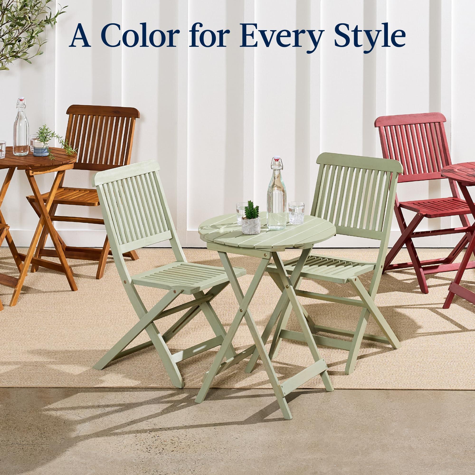 Best Choice Products 3-Piece Acacia Wood Bistro Set, Folding Patio Furniture for Backyard, Balcony, Deck w/ 2 Chairs, Round Coffee Table, Teak Finish - Natural - Image 8