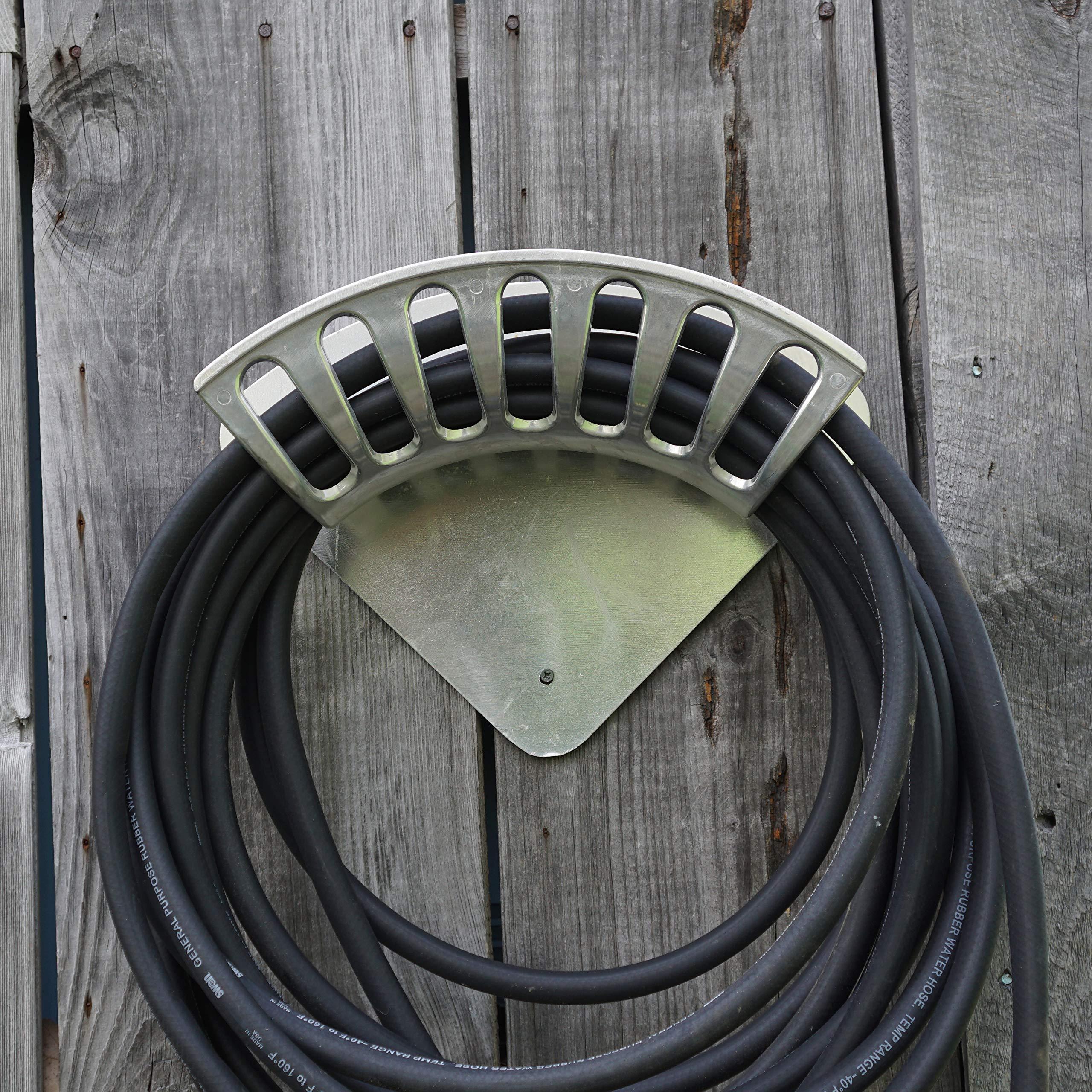 Kings County Tools 13" Cast Aluminum Hose Rack | Elegant Curved Design | Quality & Sturdy Material | Holds 100-Feet of 1/2” Hose and 50-Feet of 5/8” Hose | Single Piece Attachment - Image 6