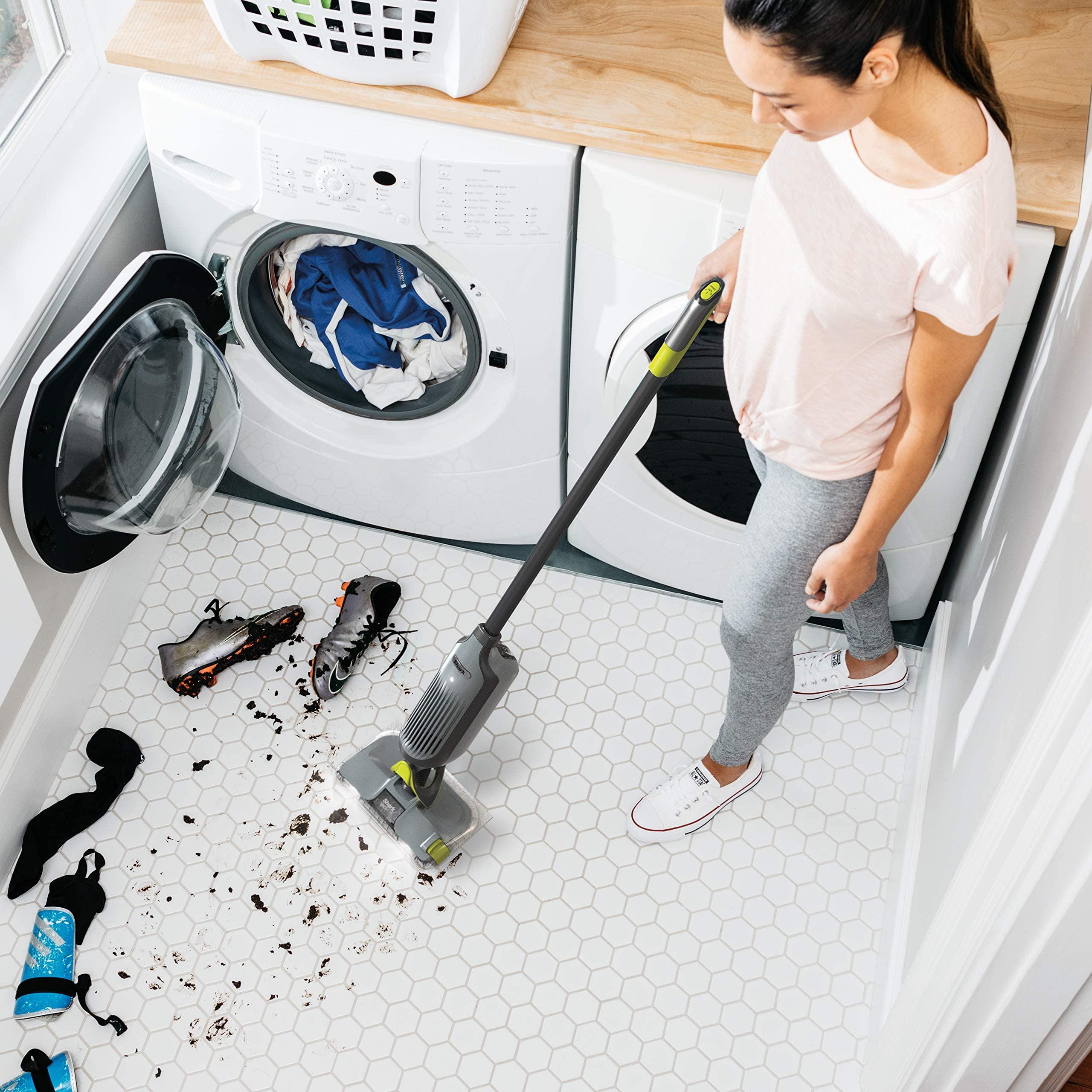 Shark VACMOP Pro Cordless Hard Floor Cleaner, Vacuum and Spray Mop, Powerful Suction, Lightweight, LED Headlights, Includes 4 Disposable Pads, 12oz Multi-surface Cleaning Solution, Gray, VM252 - Image 2